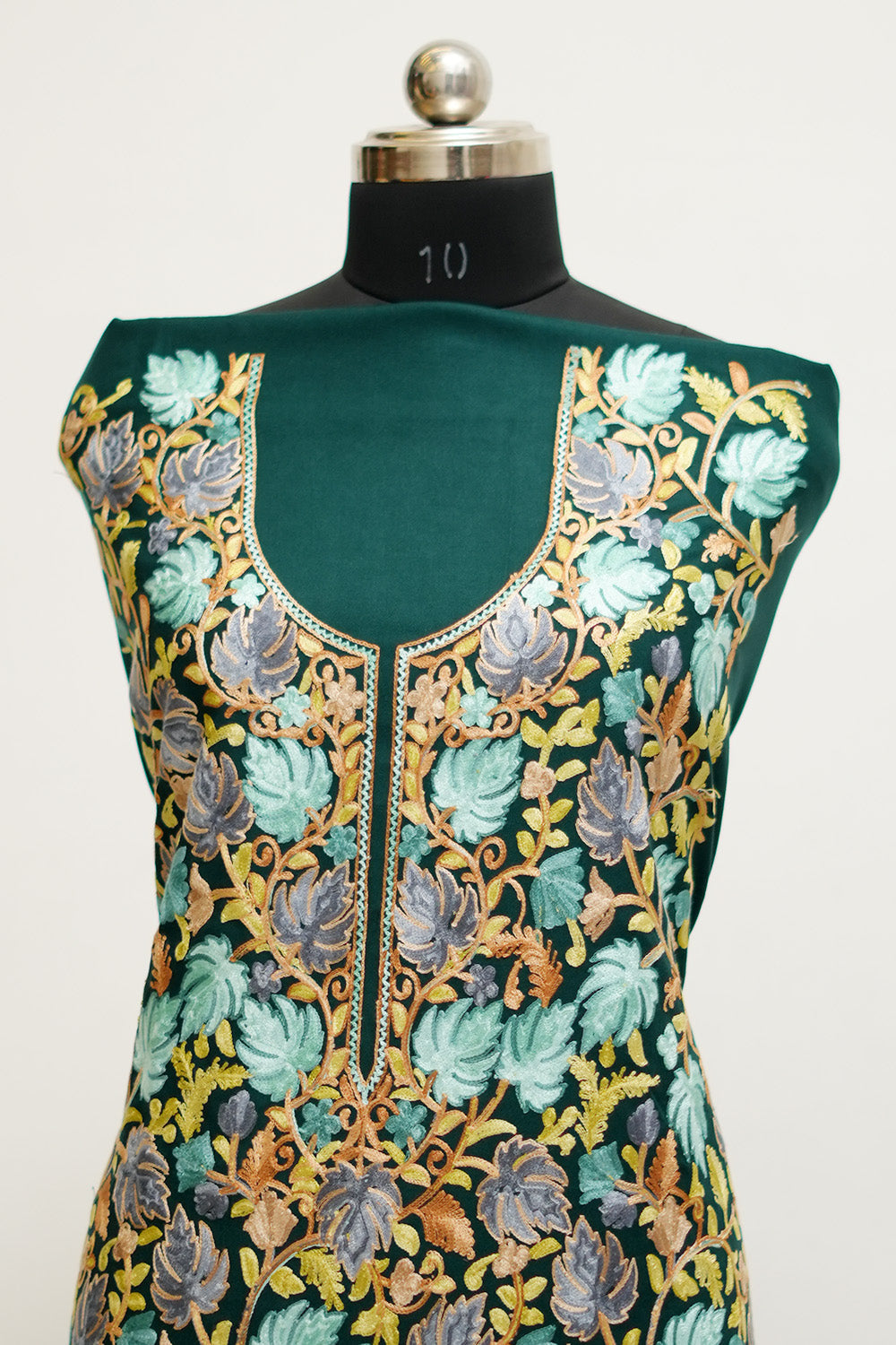 Green Aari Work Salwar Kameez With Chinar Heavy Jaal