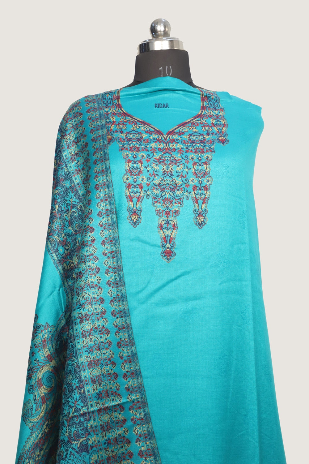 Sea Green Color Woolen Kashmiri Kani Work Unstitched Suit