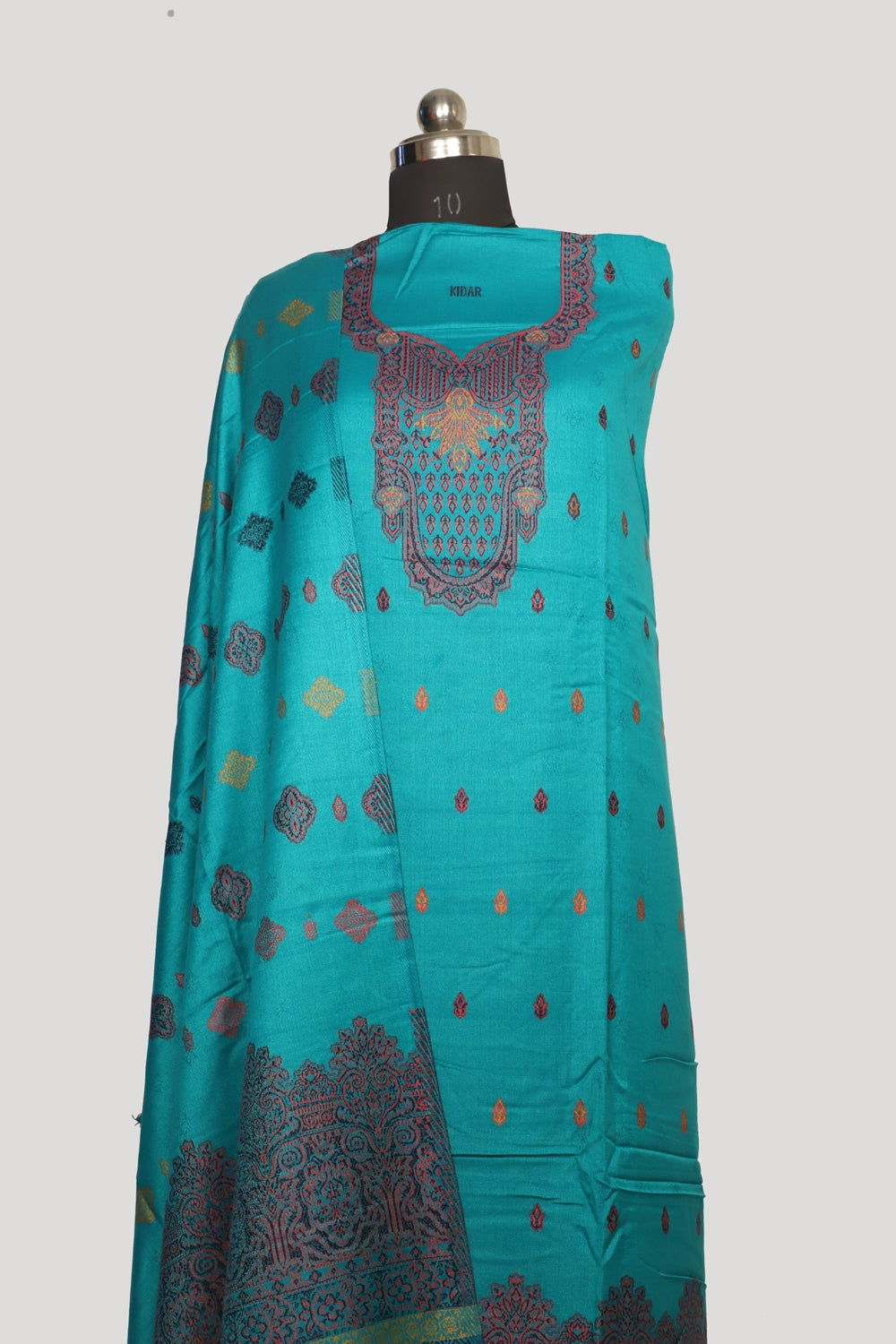 Sea Green Color Woolen Kashmiri Kani Work Unstitched Suit