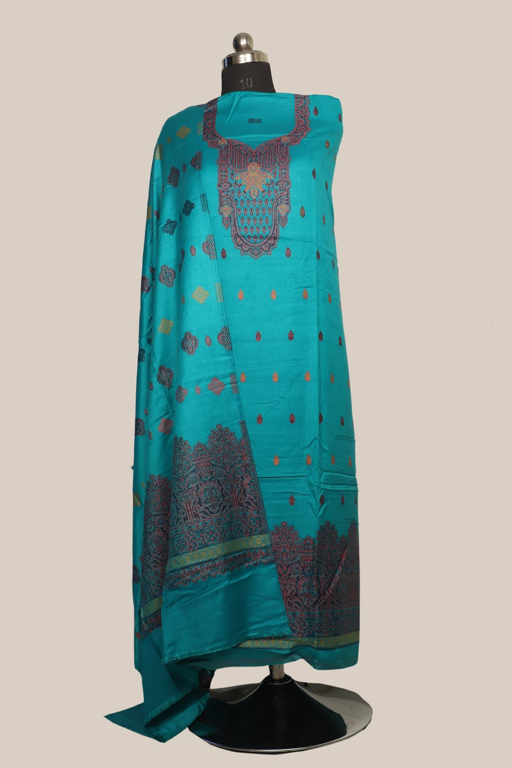 Sea Green Color Woolen Kashmiri Kani Work Unstitched Suit