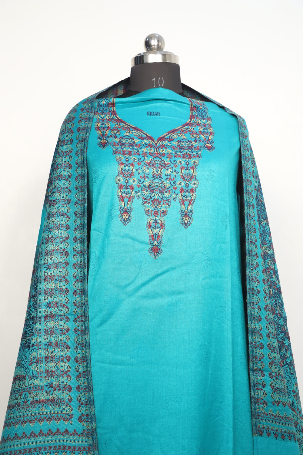 Sea Green Color Woolen Kashmiri Kani Work Unstitched Suit