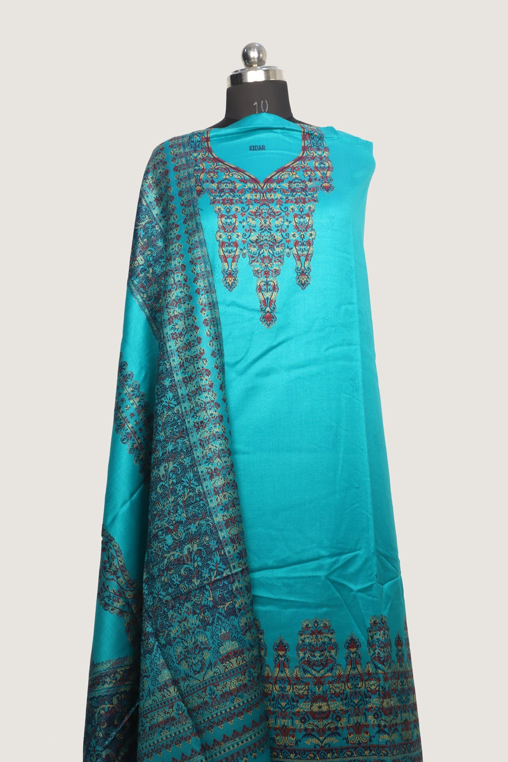 Sea Green Color Woolen Kashmiri Kani Work Unstitched Suit
