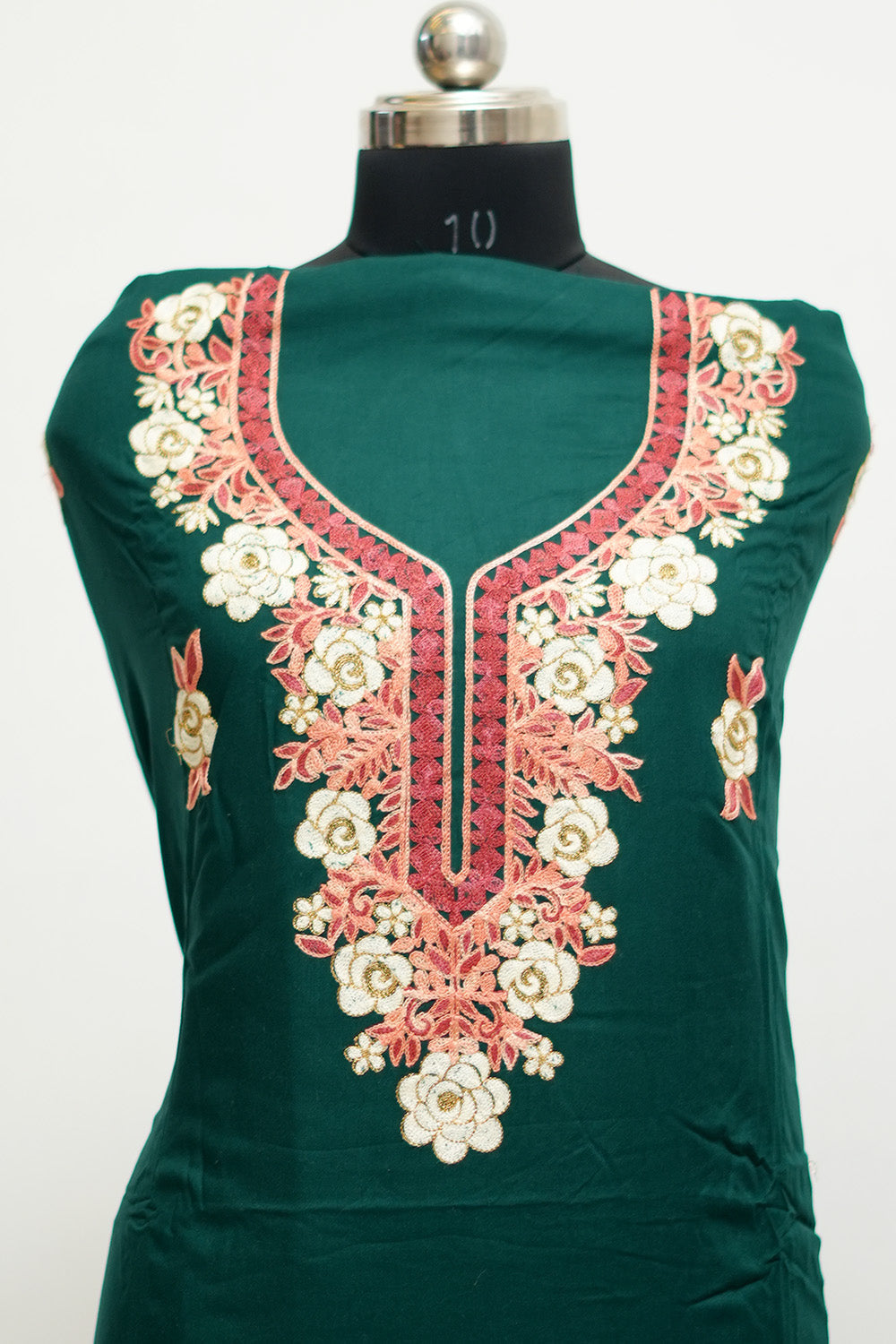 Green Colour Aari Work Salwar Kameez With Neckline Pattern