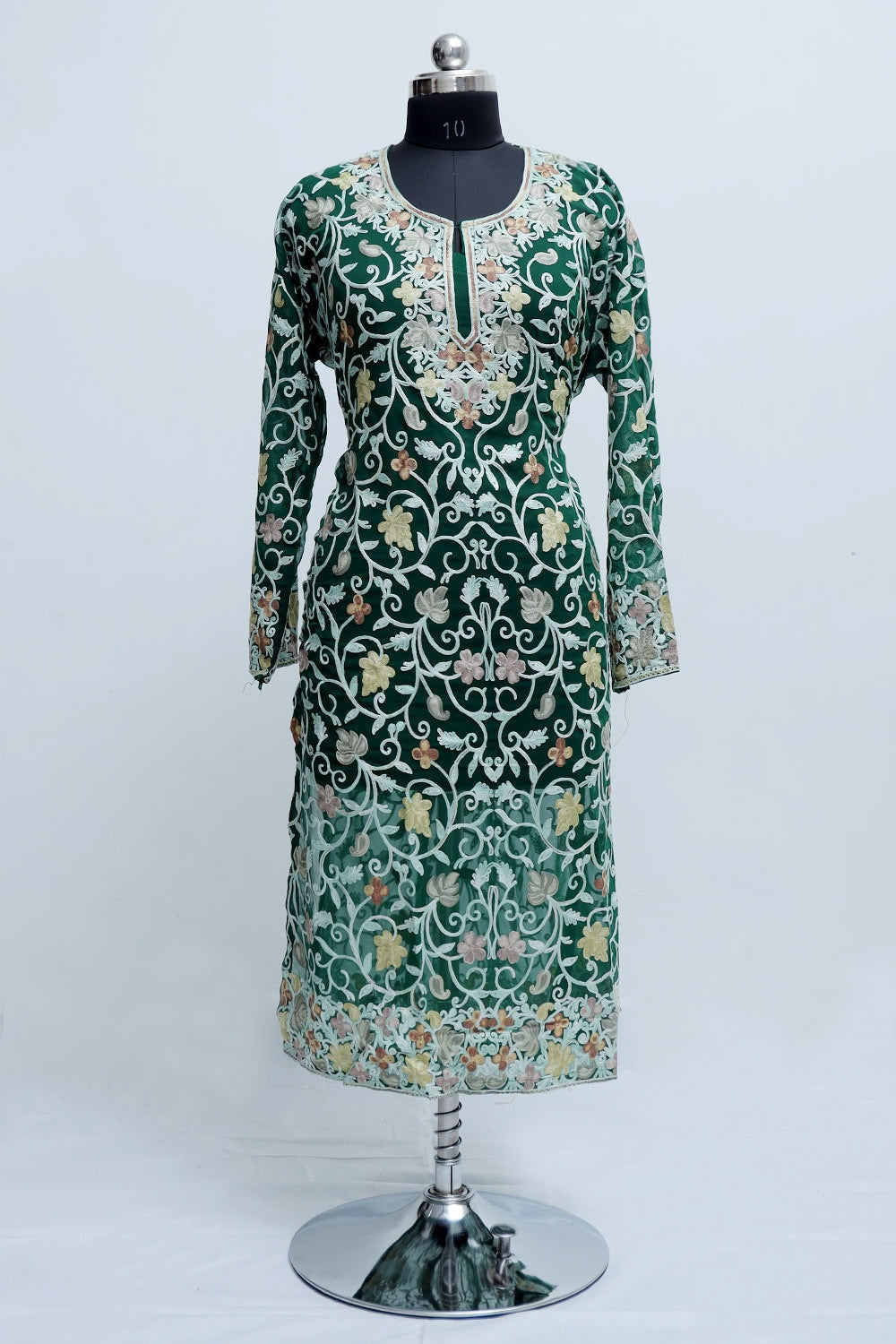 Green Colour Georgette Semi Stitched Kashmiri Kurti
