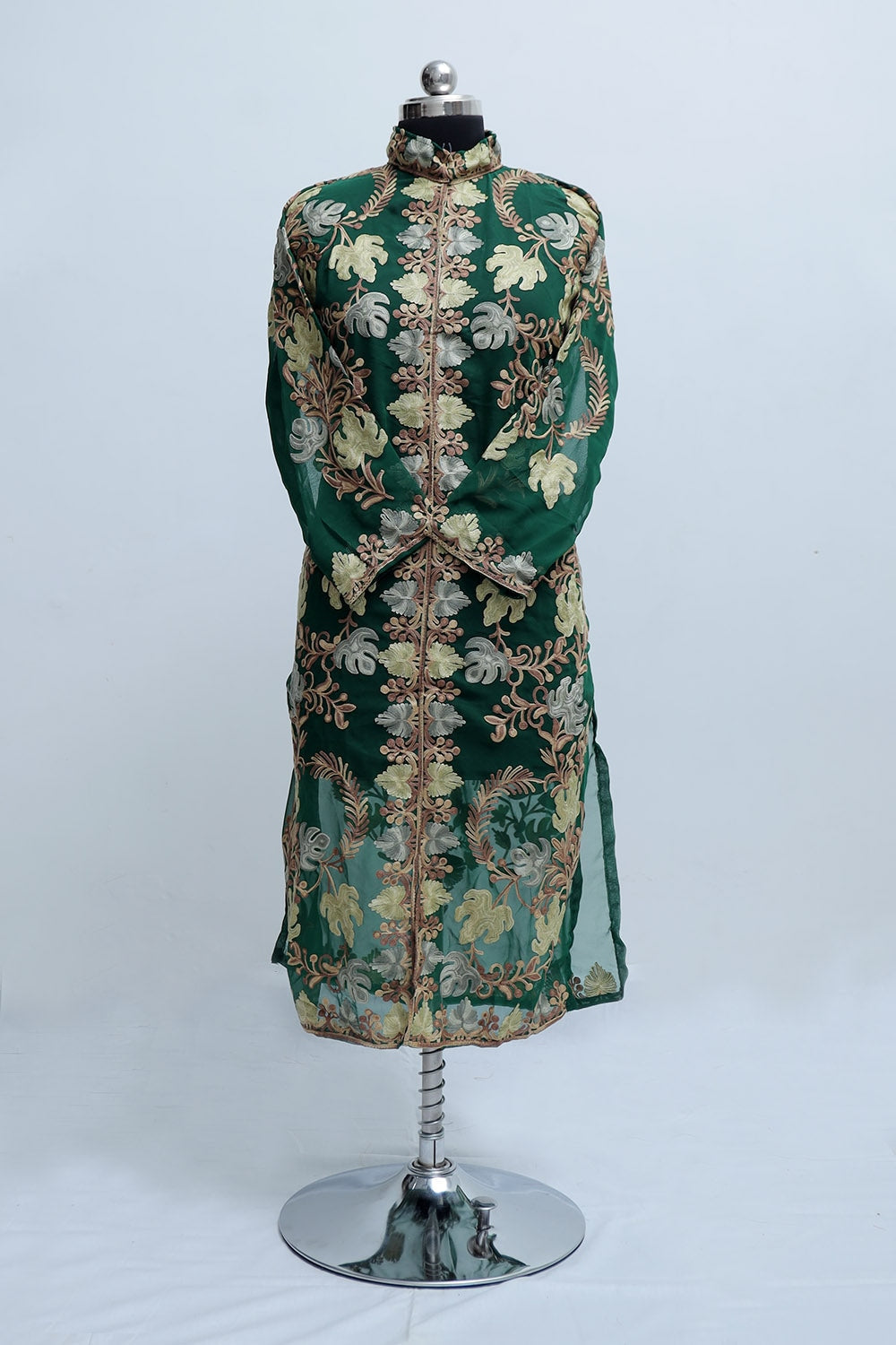 Green Colour Georgette Semi Stitched Kashmiri Kurti