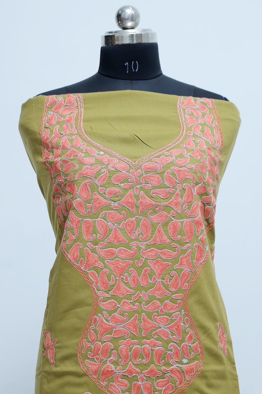Green Colour Heavy Neck Embroidery Designer Aari Work Suit
