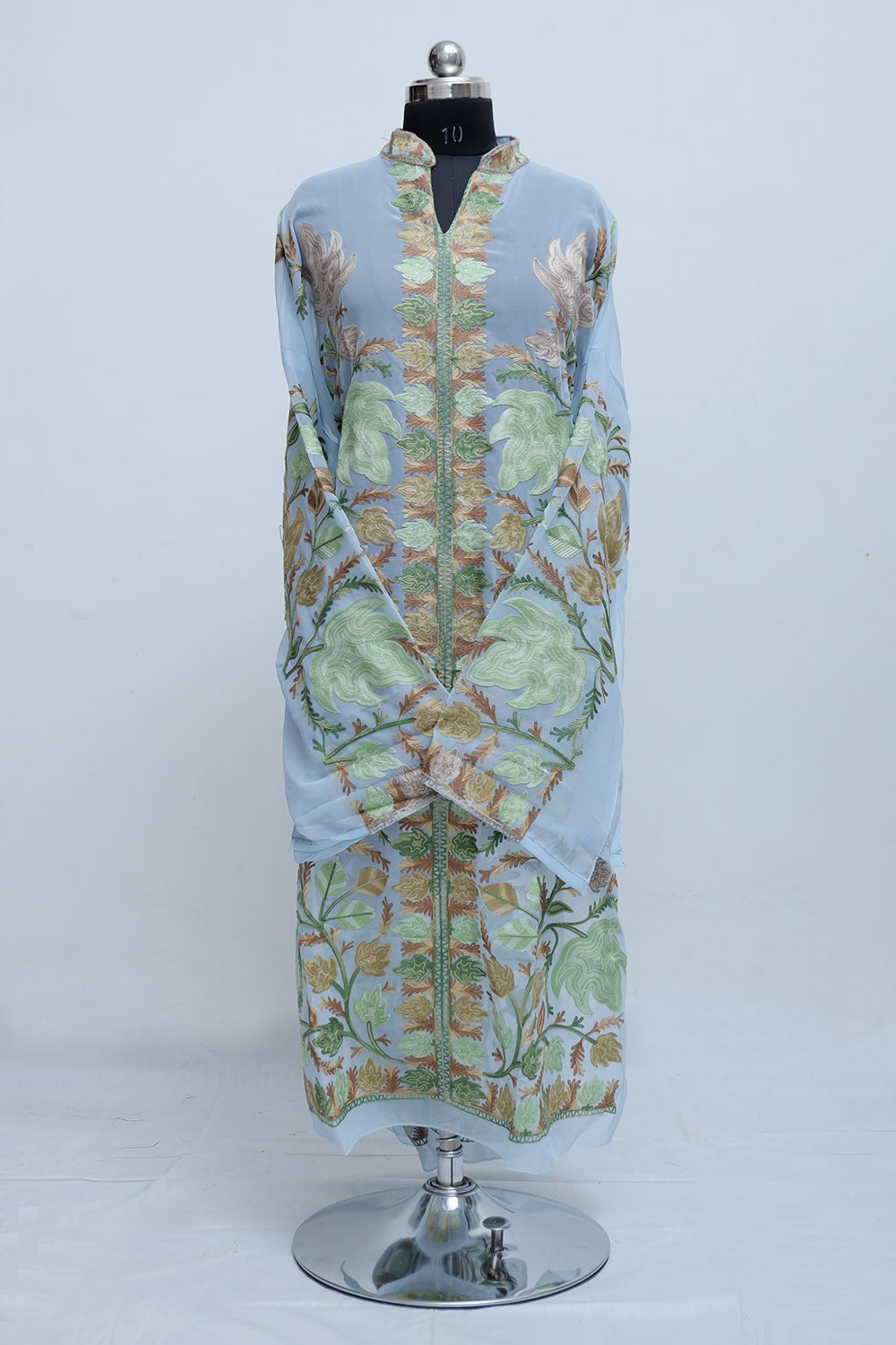 Light Blue Colour Georgette Semi Stitched Kashmiri Kurti