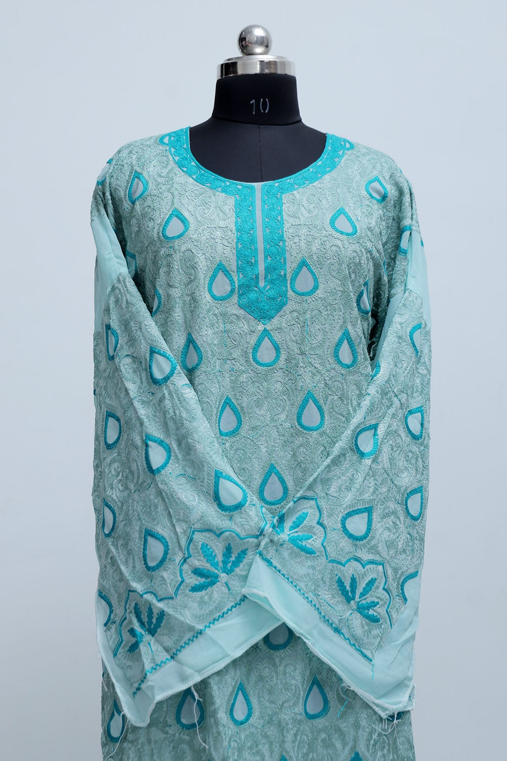 Light Blue Colour Georgette Semi Stitched Kashmiri Kurti