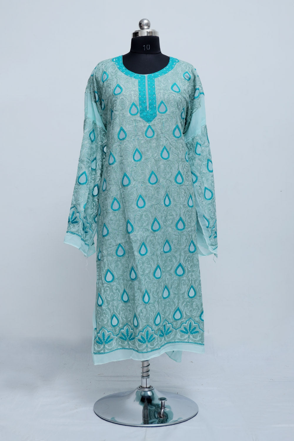 Light Blue Colour Georgette Semi Stitched Kashmiri Kurti