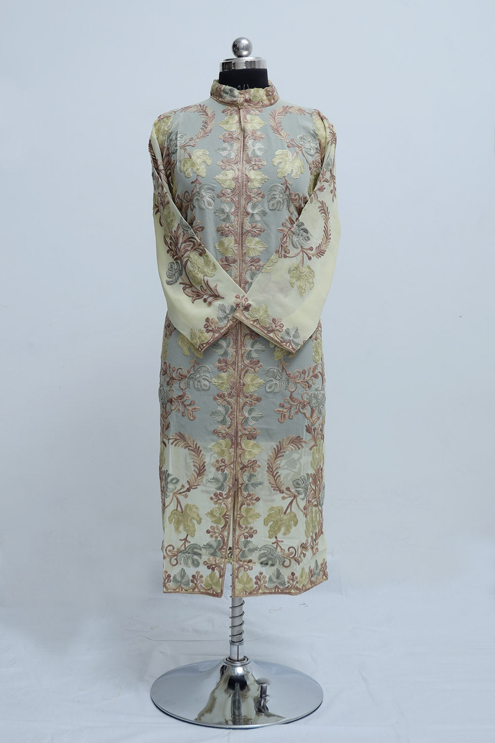 Light Green Colour Georgette Semi Stitched Kashmiri Kurti