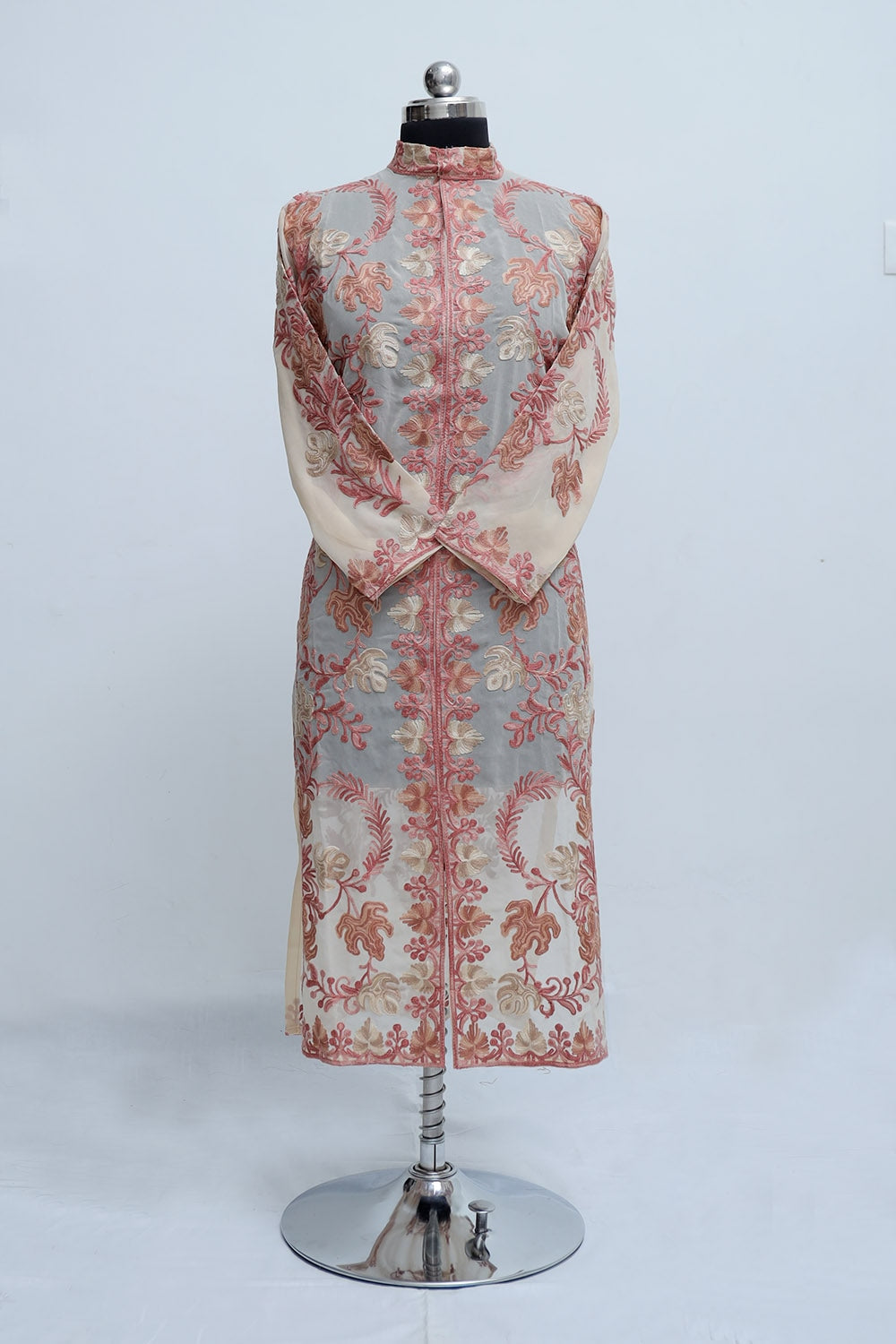 Light Peach Colour Georgette Semi Stitched Kashmiri Kurti