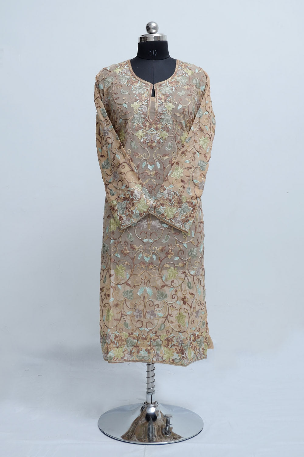 Light Peach Colour Georgette Semi Stitched Kashmiri Kurti