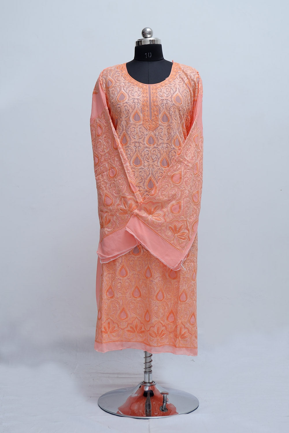 Light Peach Colour Georgette Semi Stitched Kashmiri Kurti