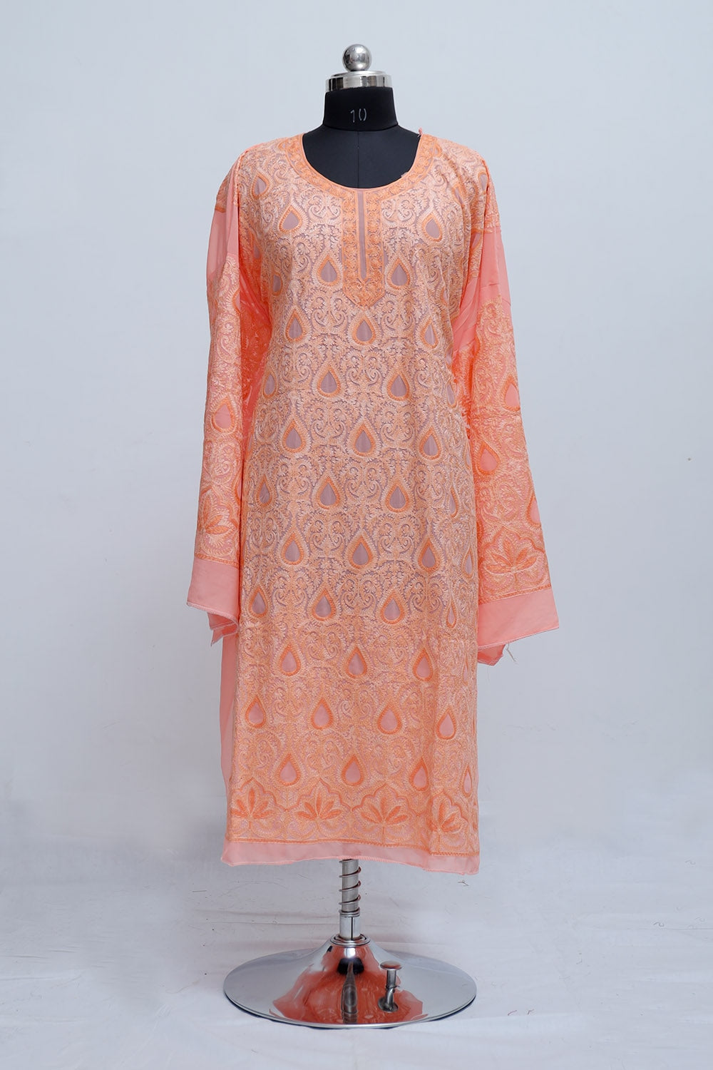 Light Peach Colour Georgette Semi Stitched Kashmiri Kurti
