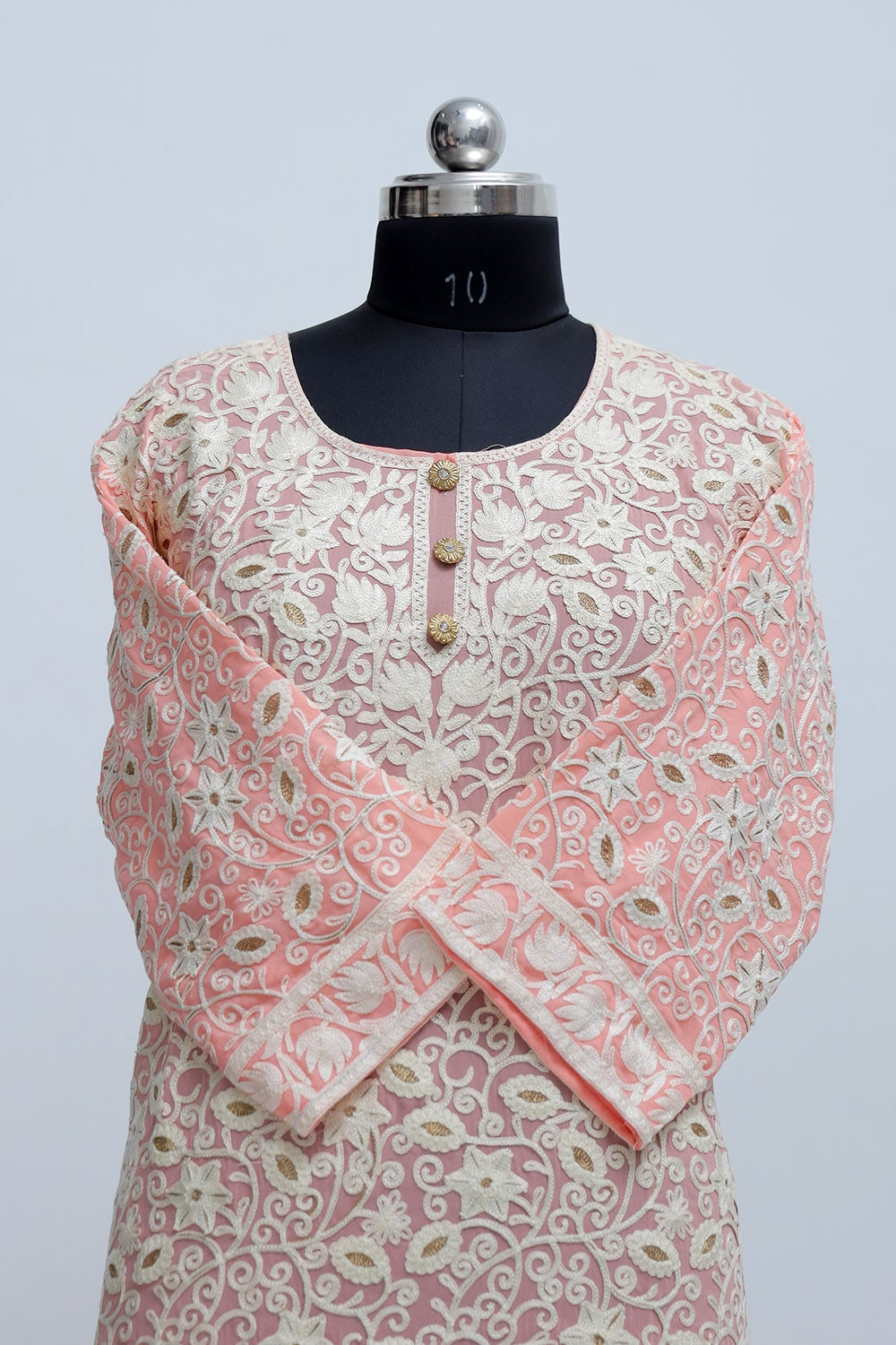 Light Pink Colour Georgette Semi Stitched Kashmiri Kurti