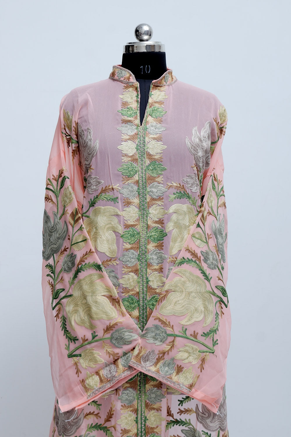 Light Pink Colour Georgette Semi Stitched Kashmiri Kurti