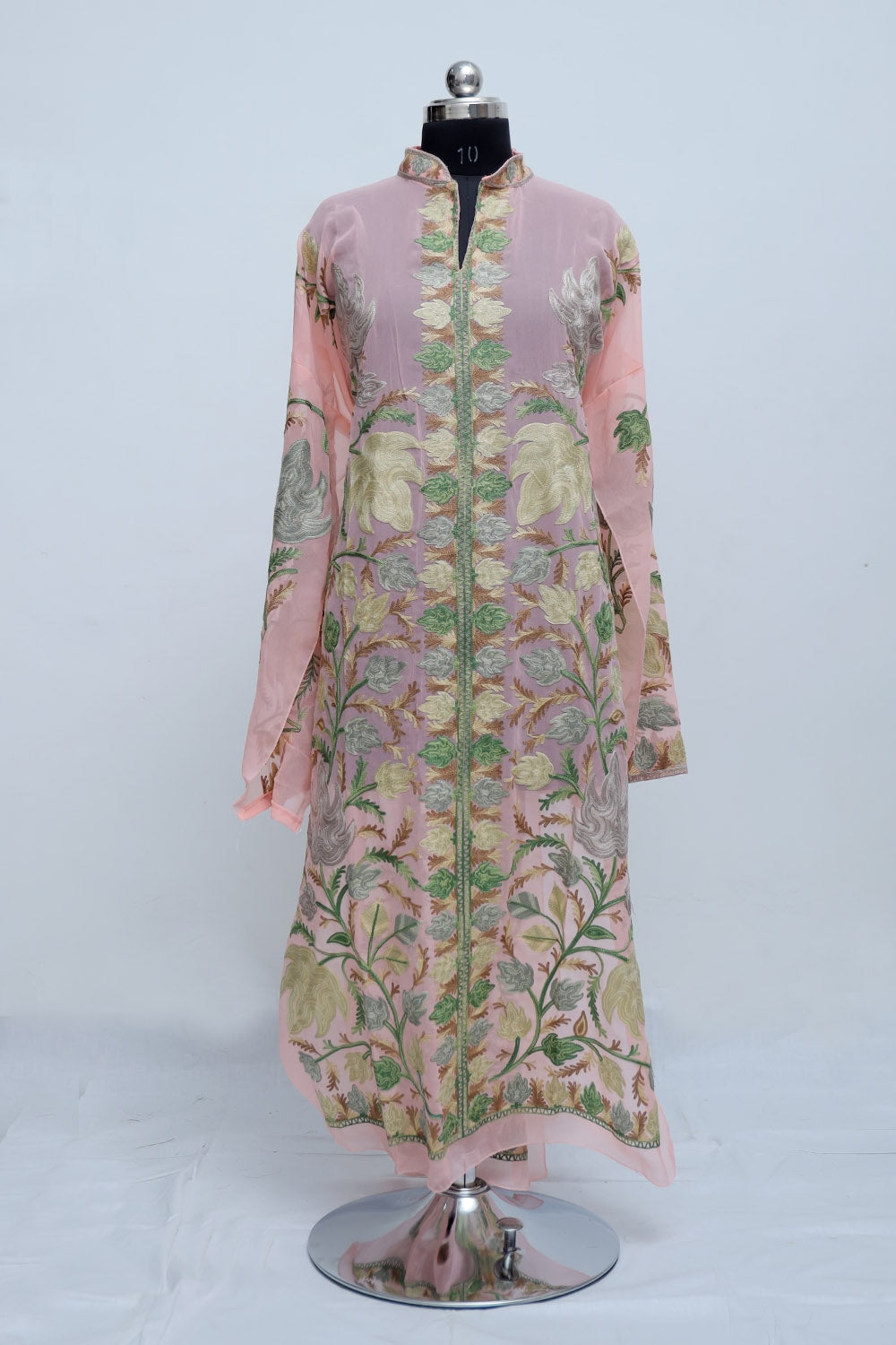 Light Pink Colour Georgette Semi Stitched Kashmiri Kurti