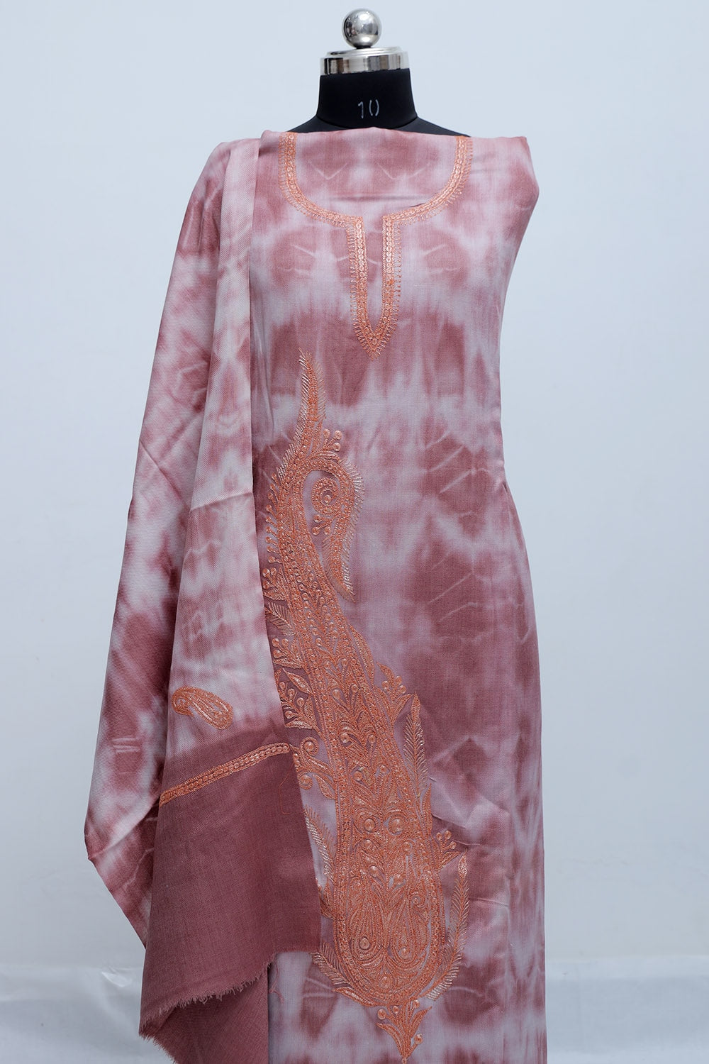 Light Purple Color Tye And Dye Semi Pashmina Suit Having