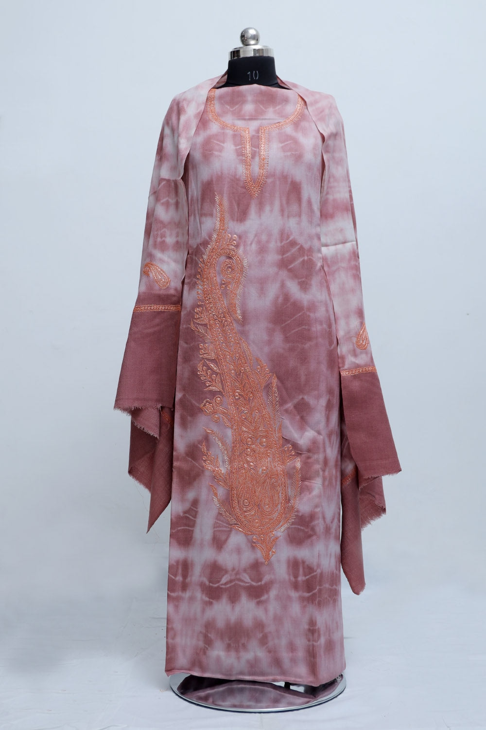 Light Purple Color Tye And Dye Semi Pashmina Suit Having