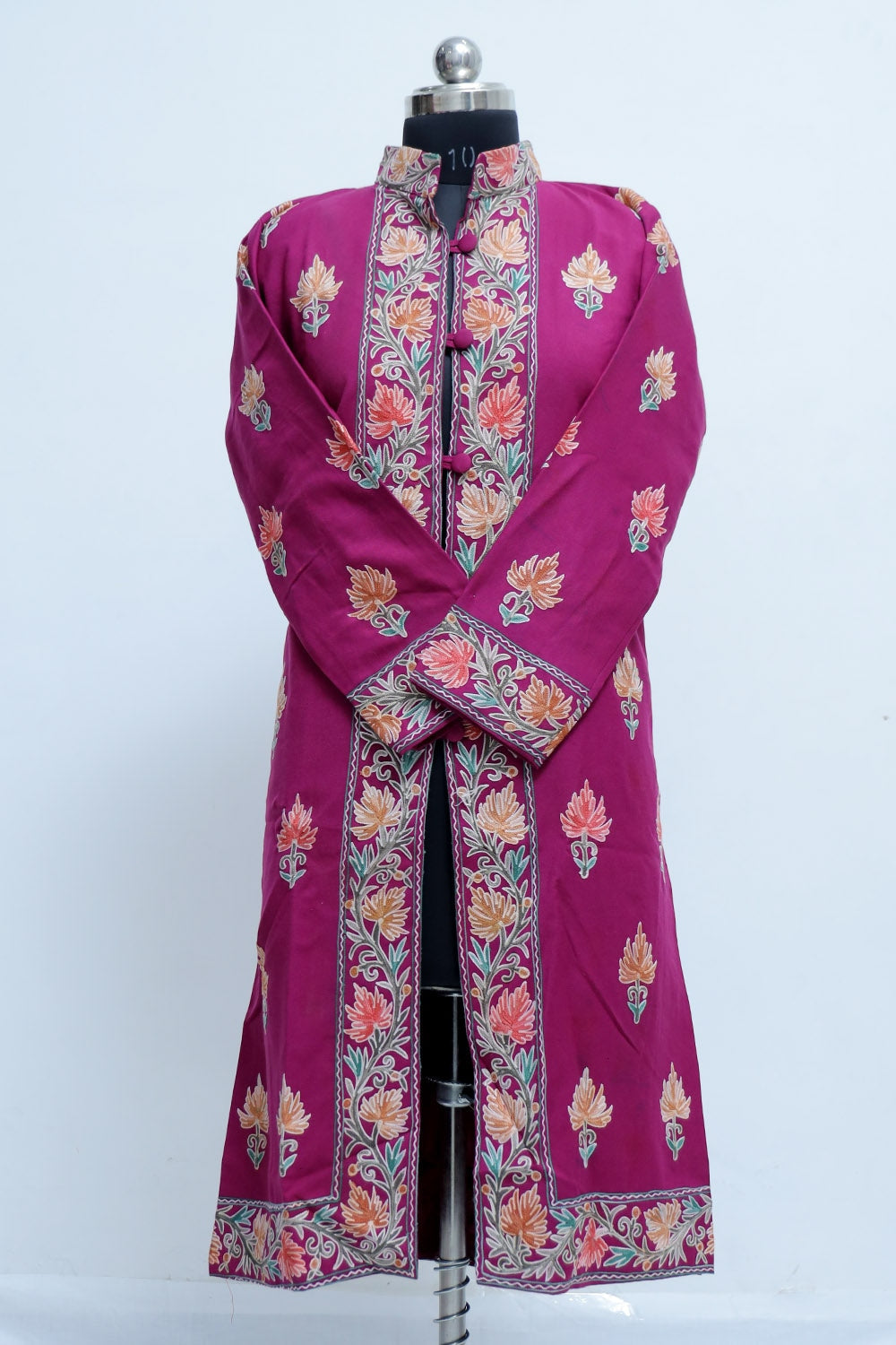 Magenta Colour Kashmiri Aari Work Embroidered Jacket