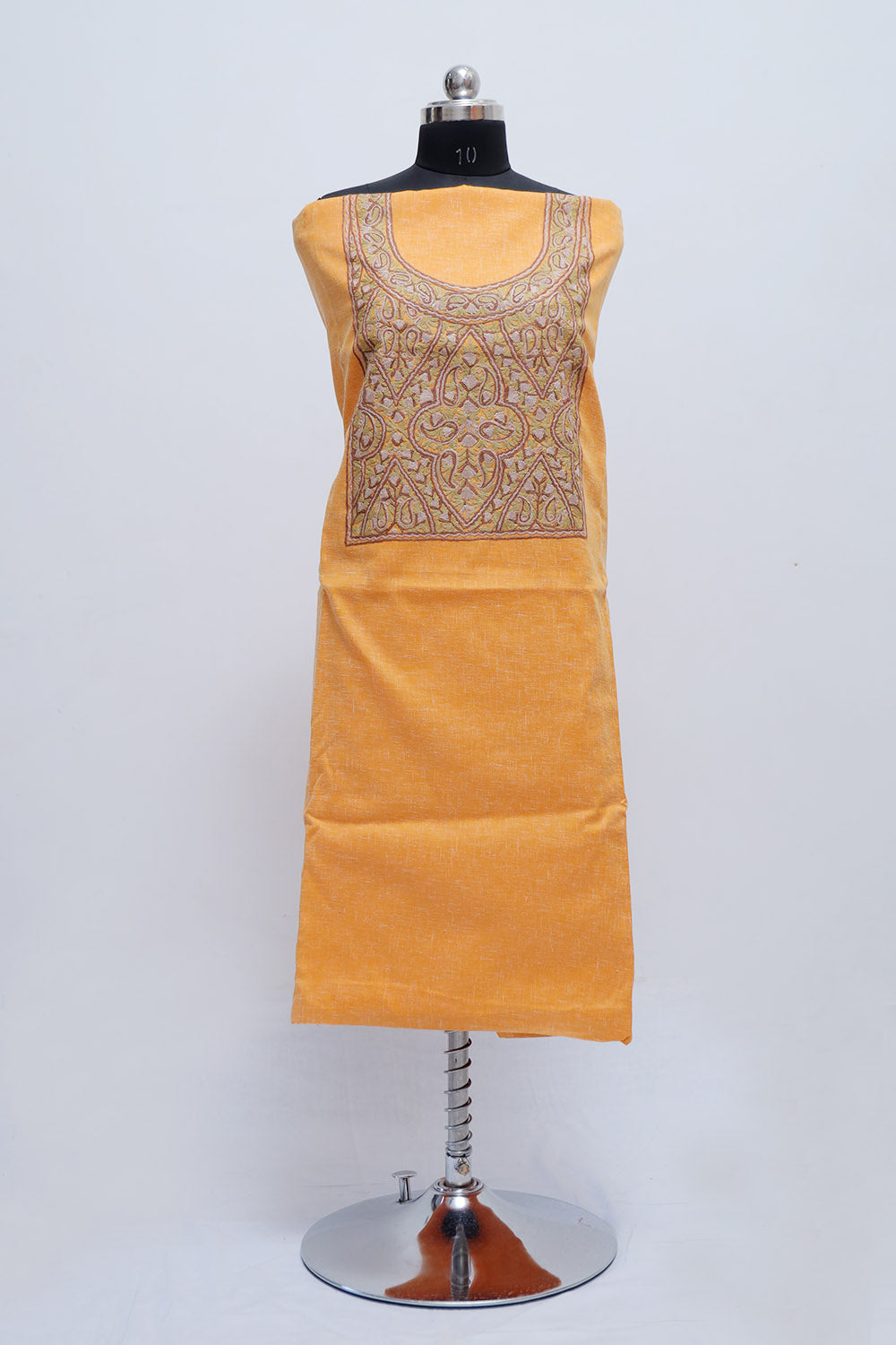 Mango Yellow Colour Cotton Suit With Beautiful Kashmiri
