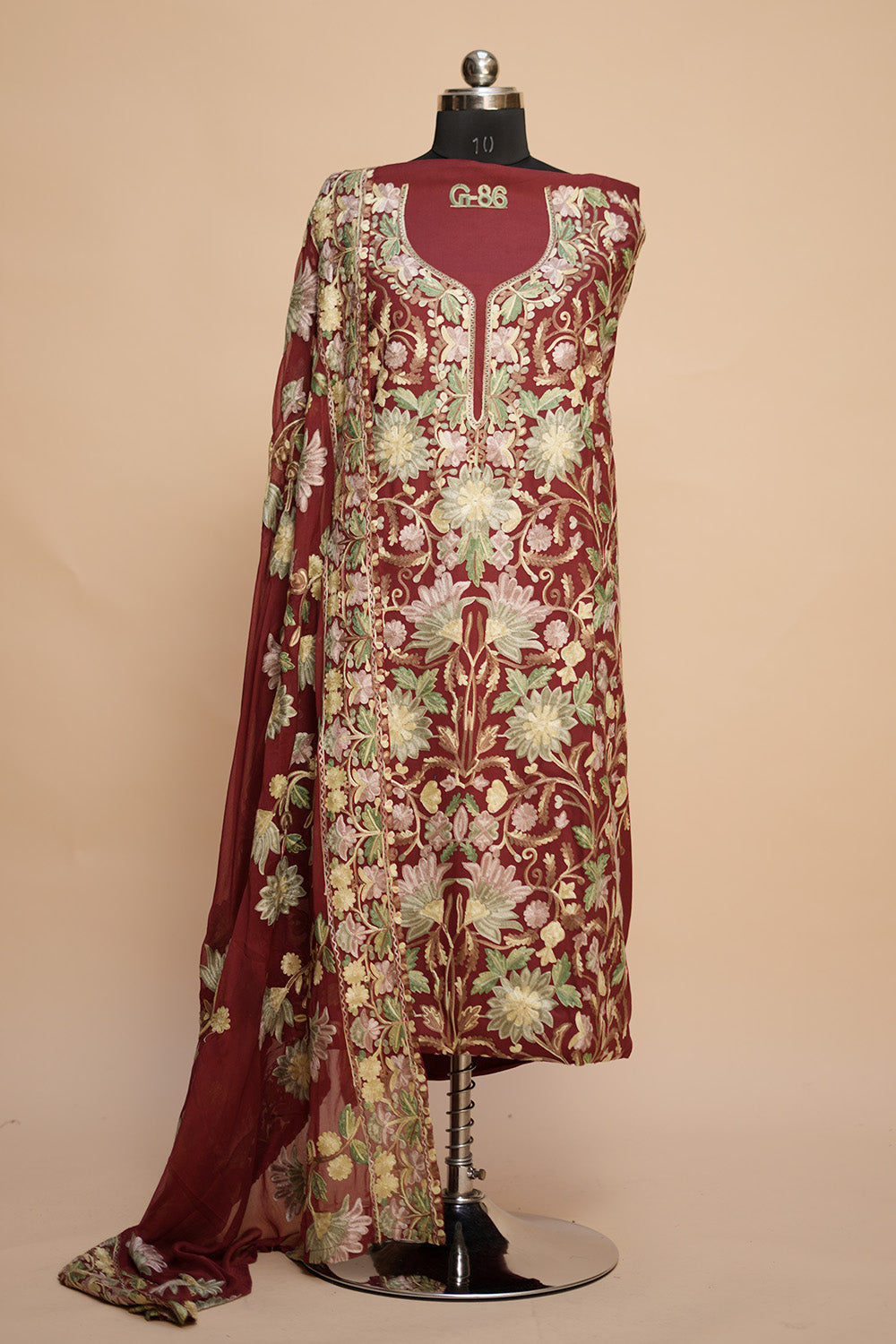 Maroon Colour Designer Aari Work Salwar Kameez With Running