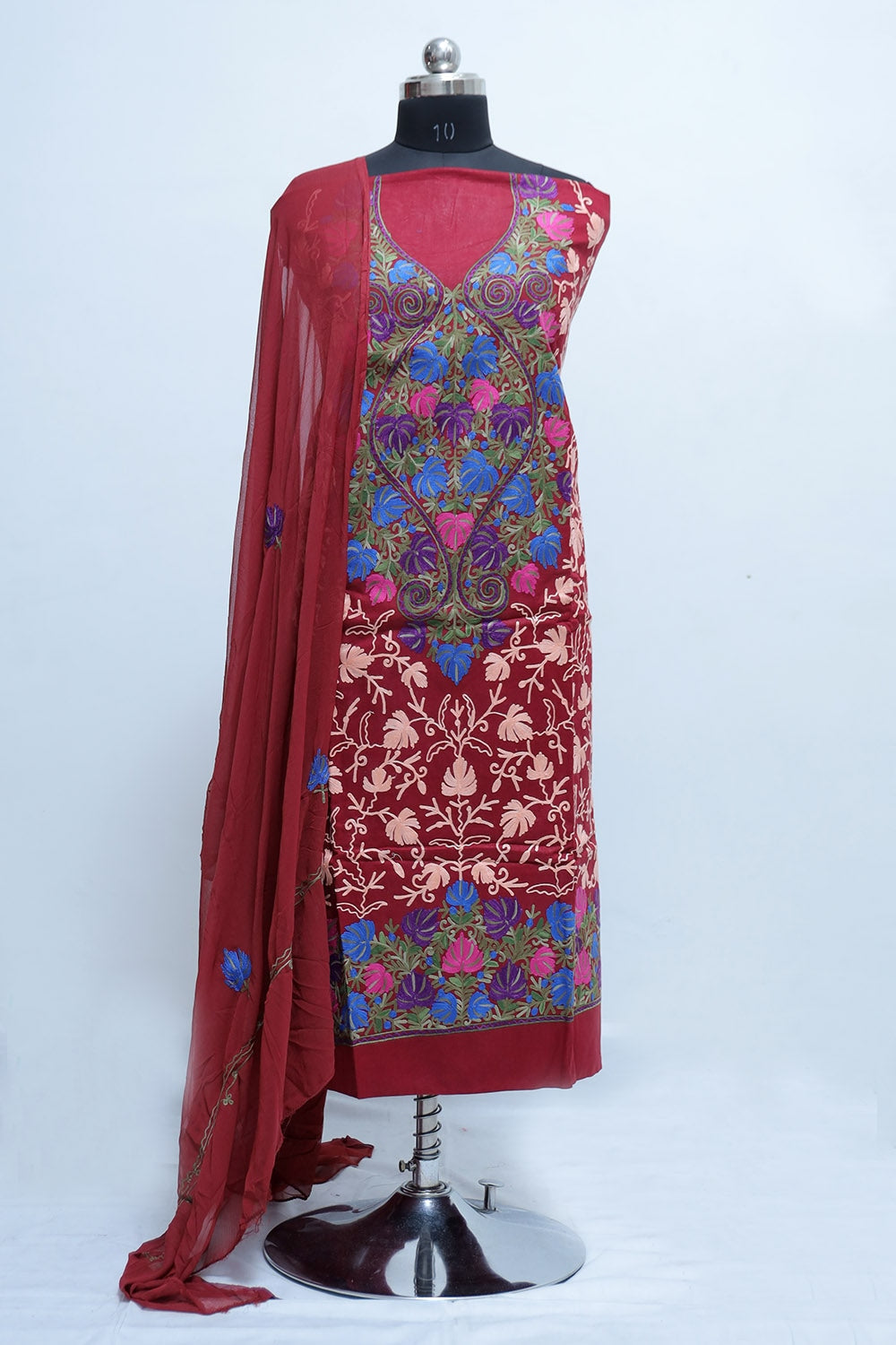 Maroon Colour Designer With Beautiful Kashmiri Embroidery