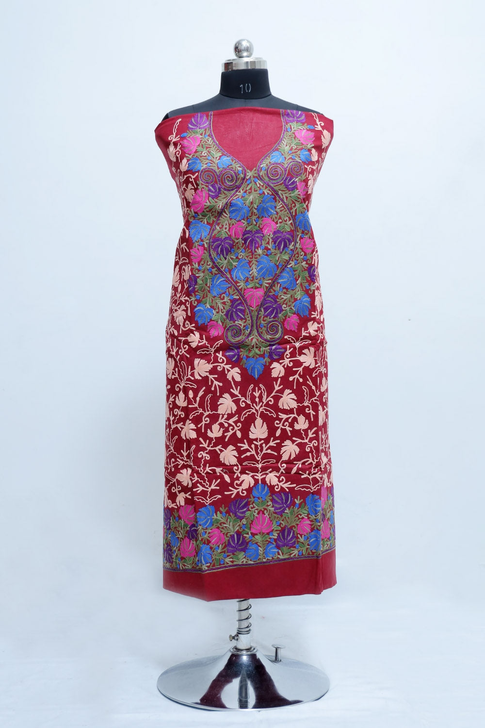 Maroon Colour Designer With Beautiful Kashmiri Embroidery