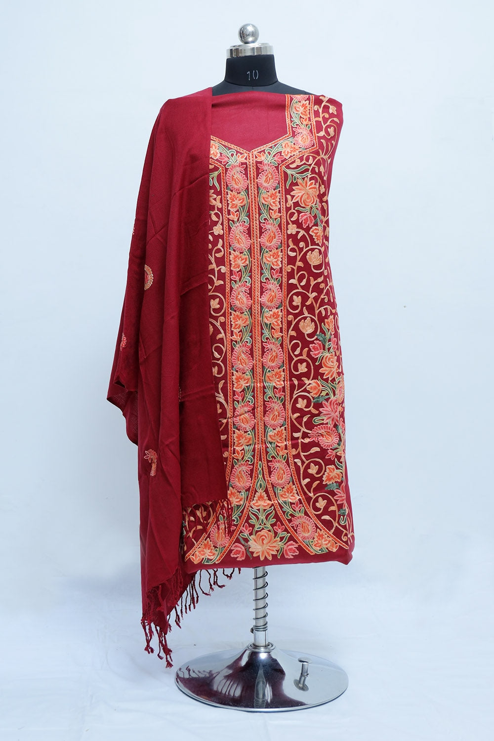 Maroon Colour Designer Work Embroidered Suit Enriched