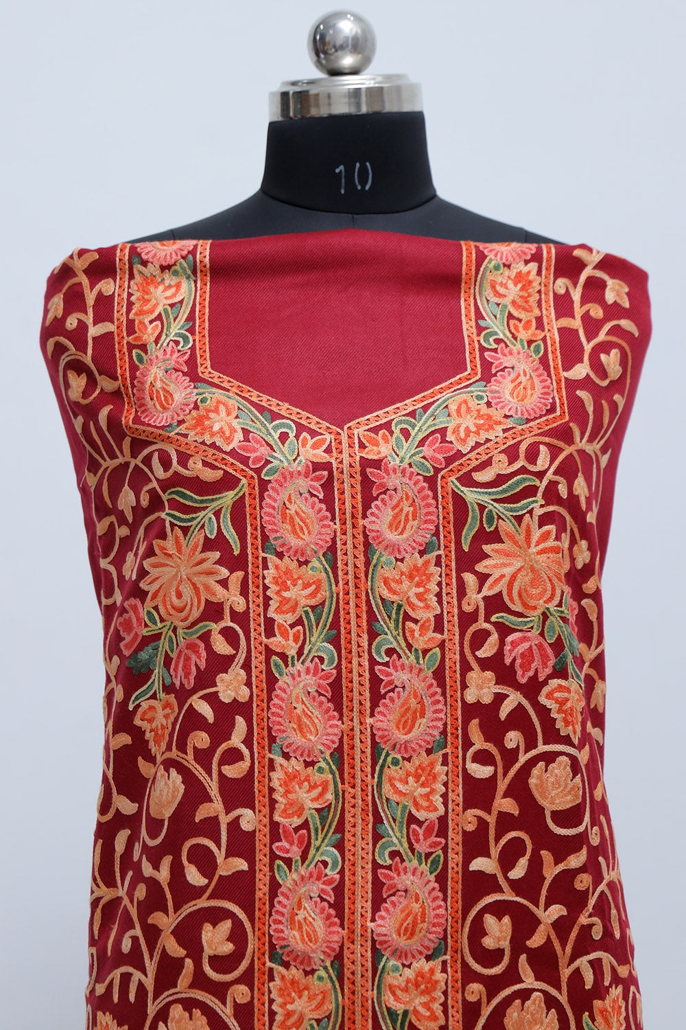 Maroon Colour Designer Work Embroidered Suit Enriched