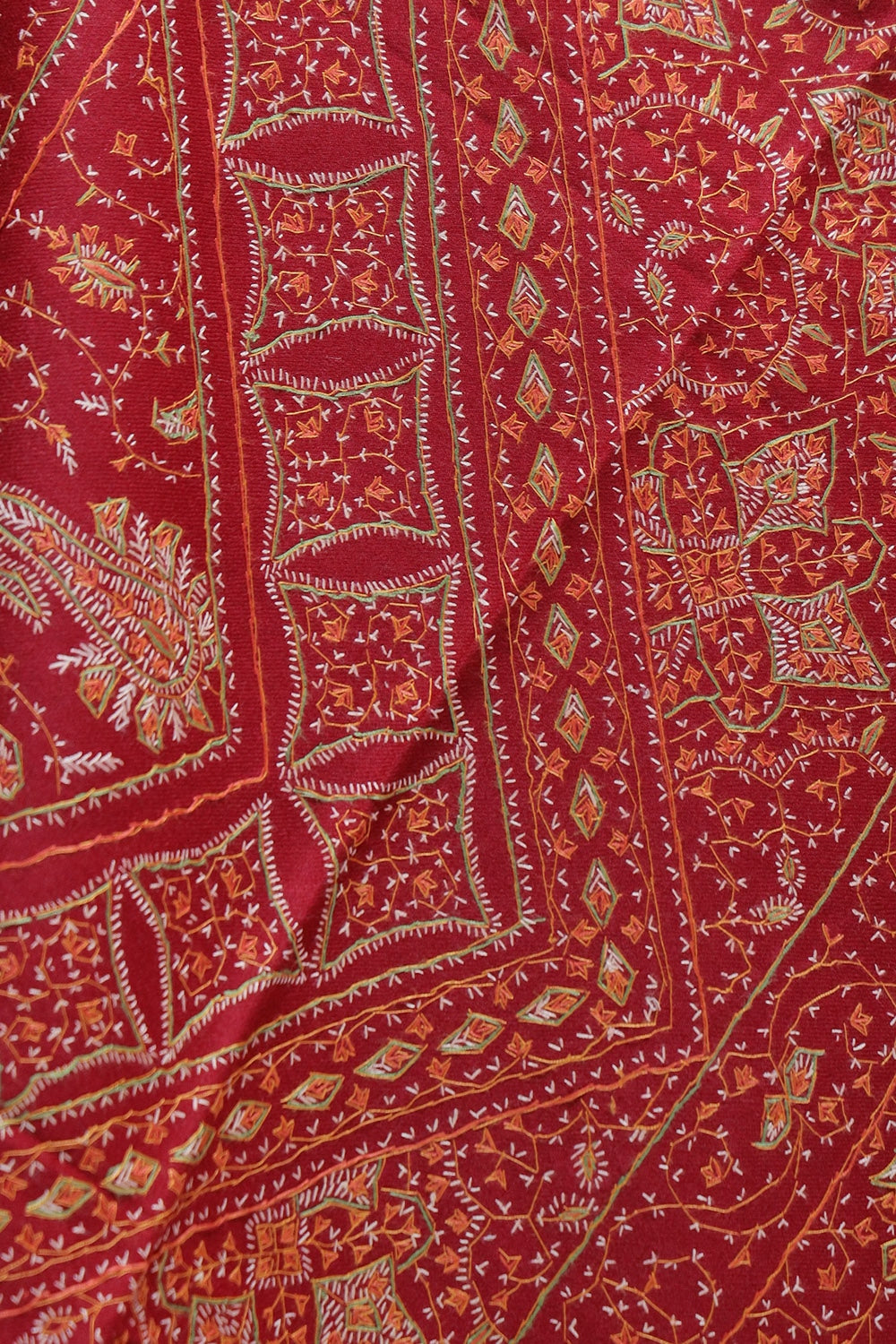 Maroon Colour Embroidered Sozni Shawl Enriched