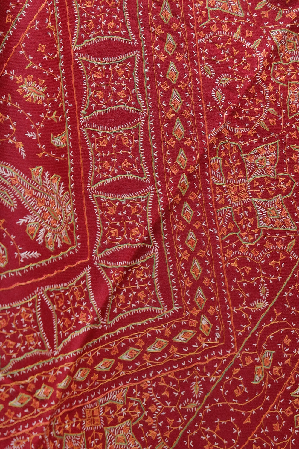 Maroon Colour Embroidered Sozni Shawl Enriched
