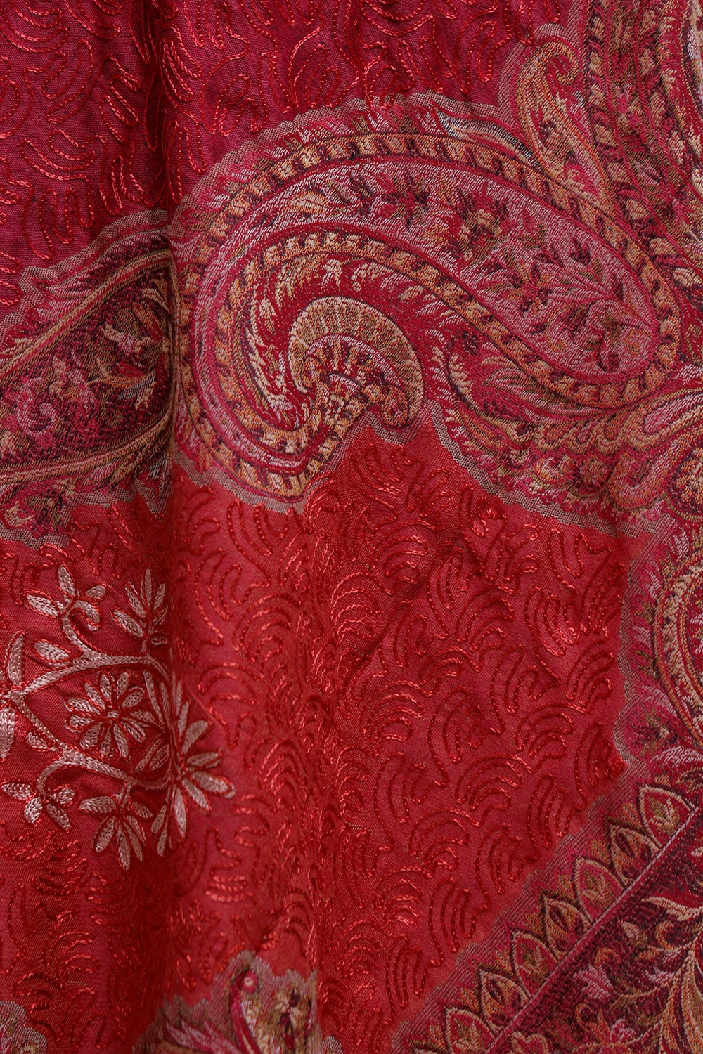 Maroon Colour Jamawar Shawl With Kashmiri Aari Work Looks/