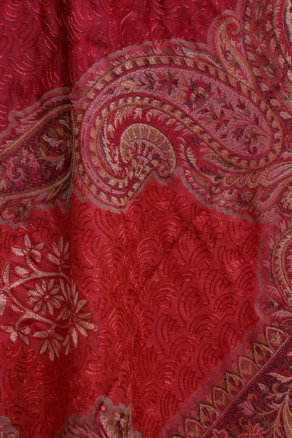 Maroon Colour Jamawar Shawl With Kashmiri Aari Work Looks/