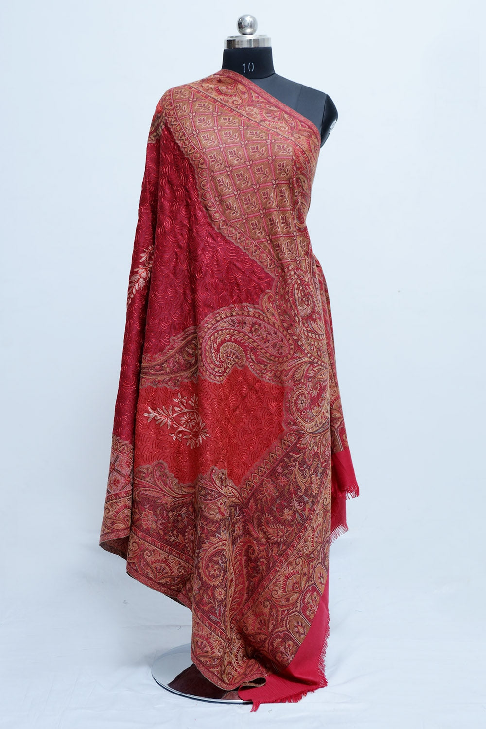 Maroon Colour Jamawar Shawl With Kashmiri Aari Work Looks/