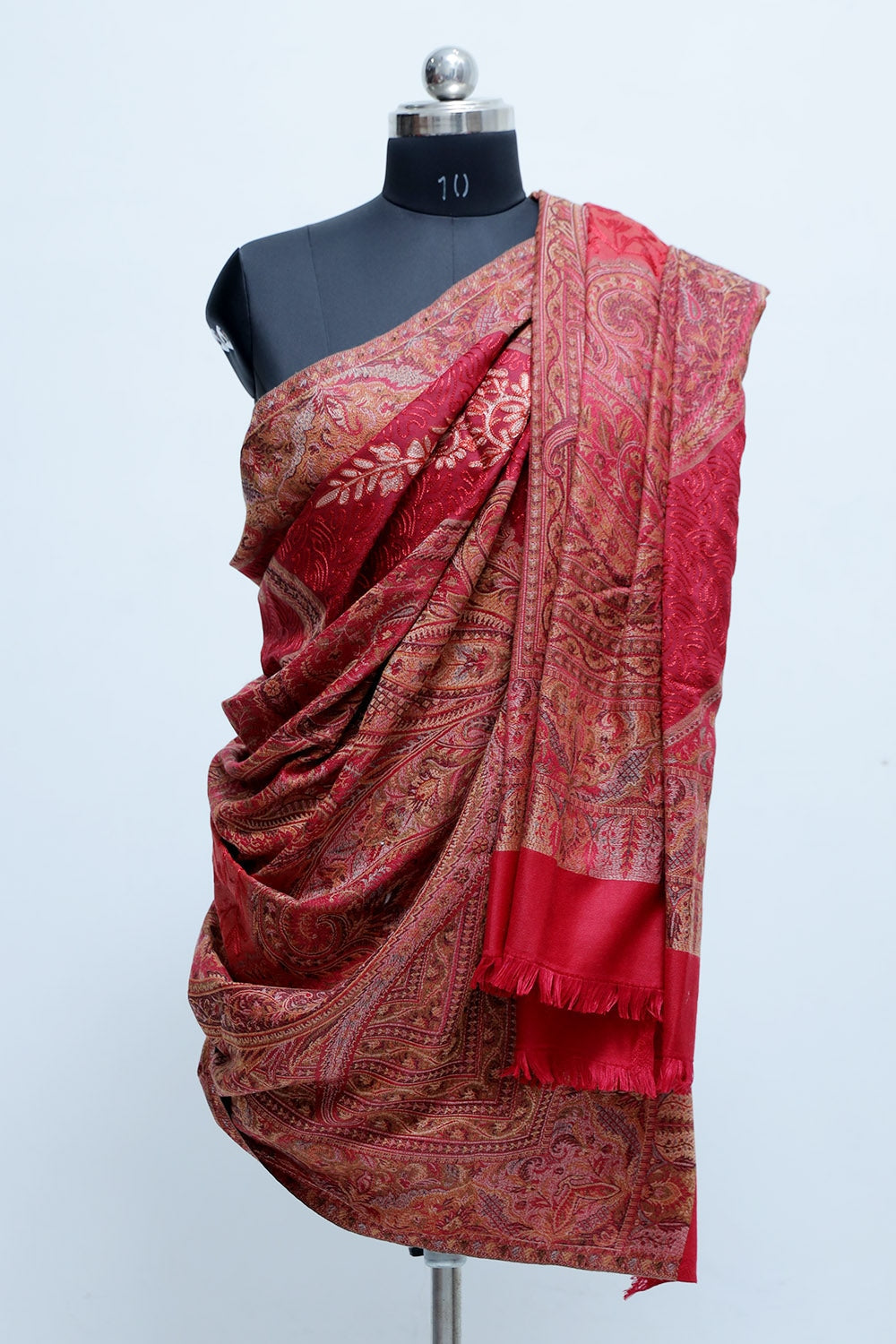 Maroon Colour Jamawar Shawl With Kashmiri Aari Work Looks/