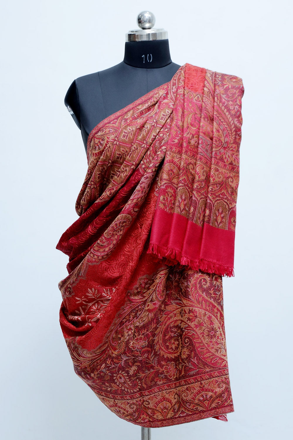 Maroon Colour Jamawar Shawl With Kashmiri Aari Work Looks/