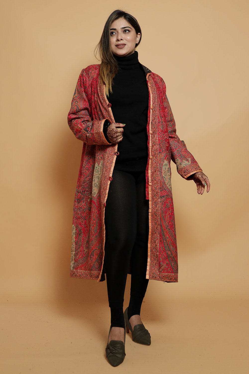 Maroon Colour Kani Designer Jacket Along With New Jaal