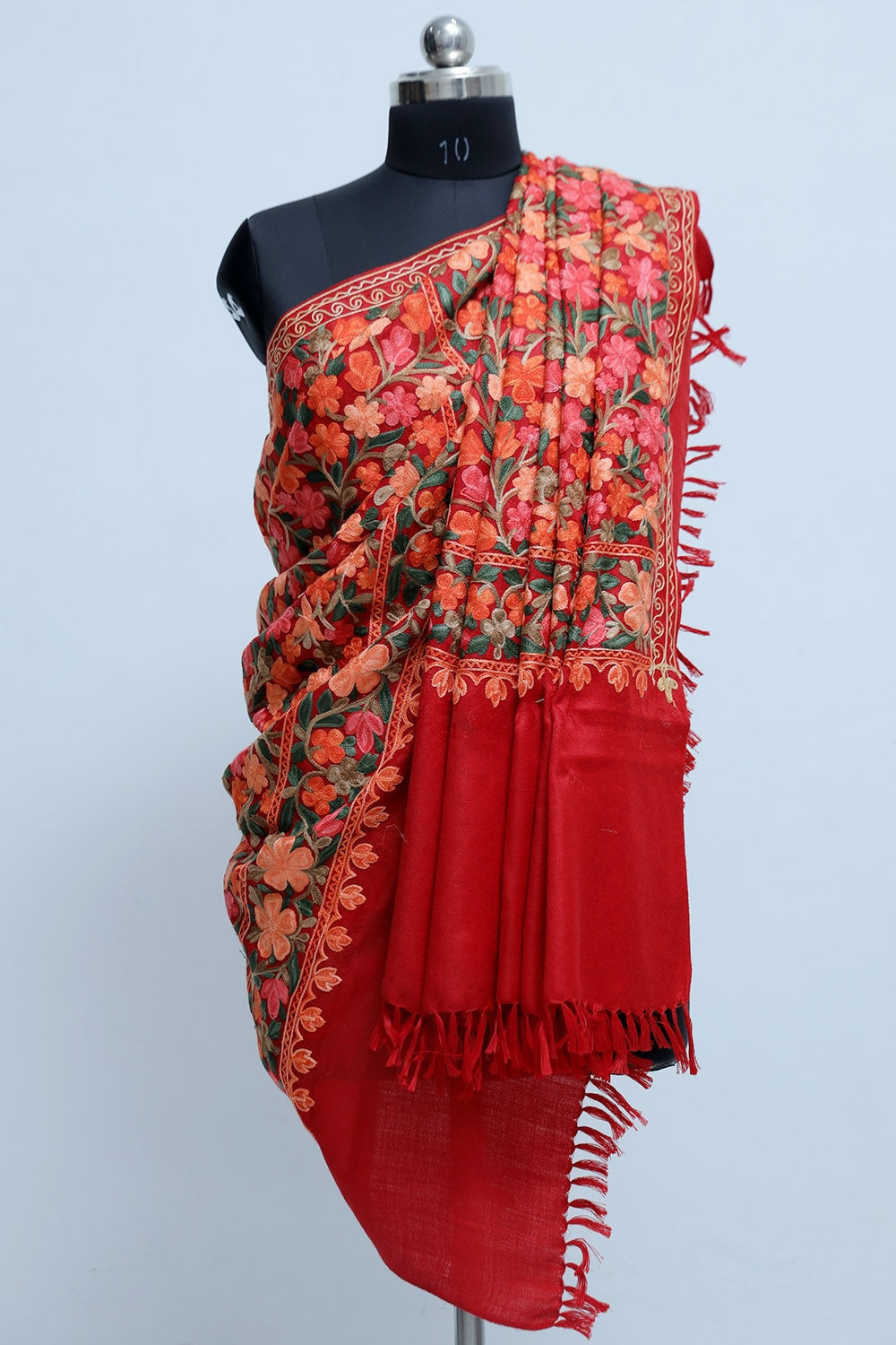 Maroon Colour Kashmiri Work Embroidered Shawl Enriched