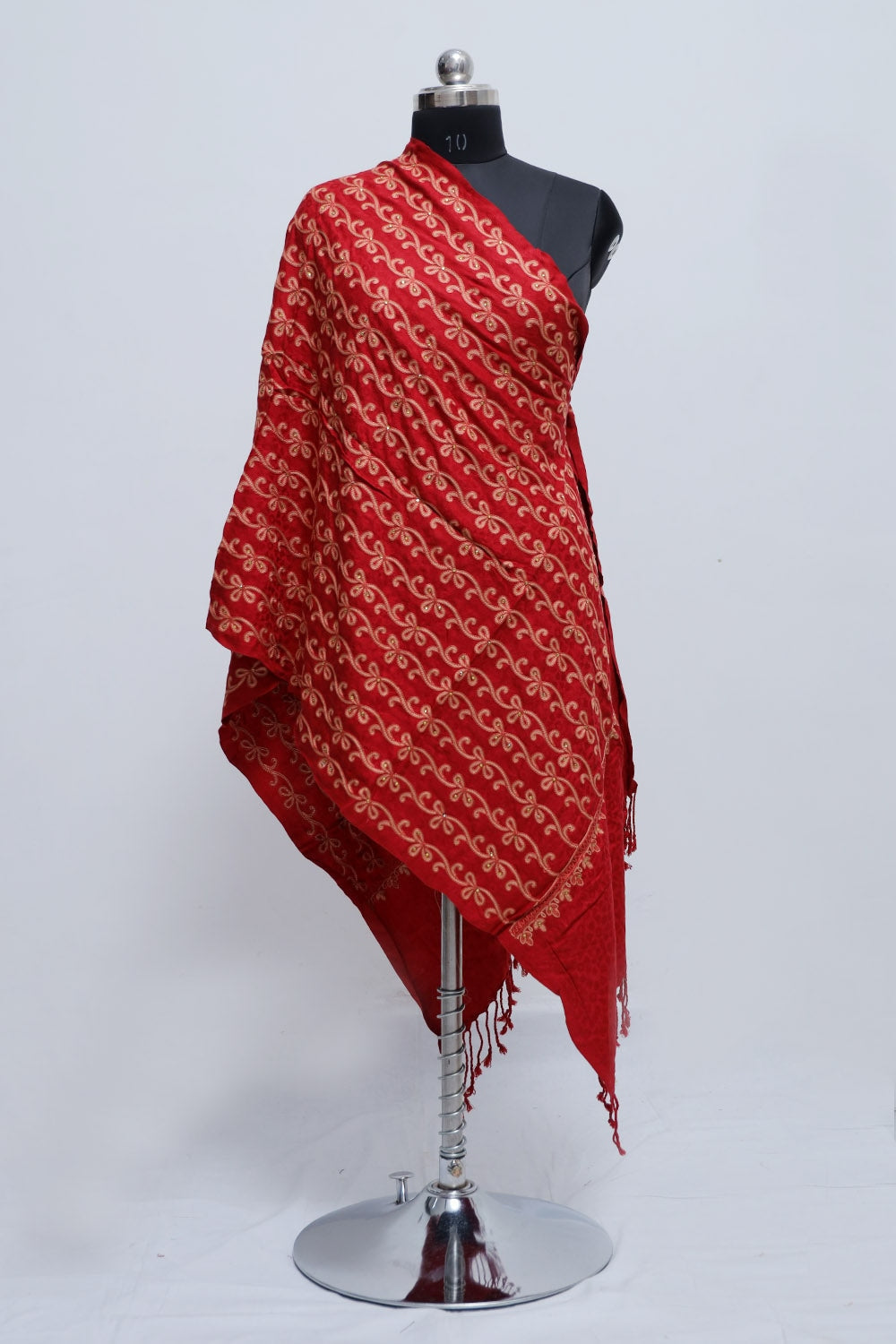 Maroon Colour Wrap With All Over jaal And Touch