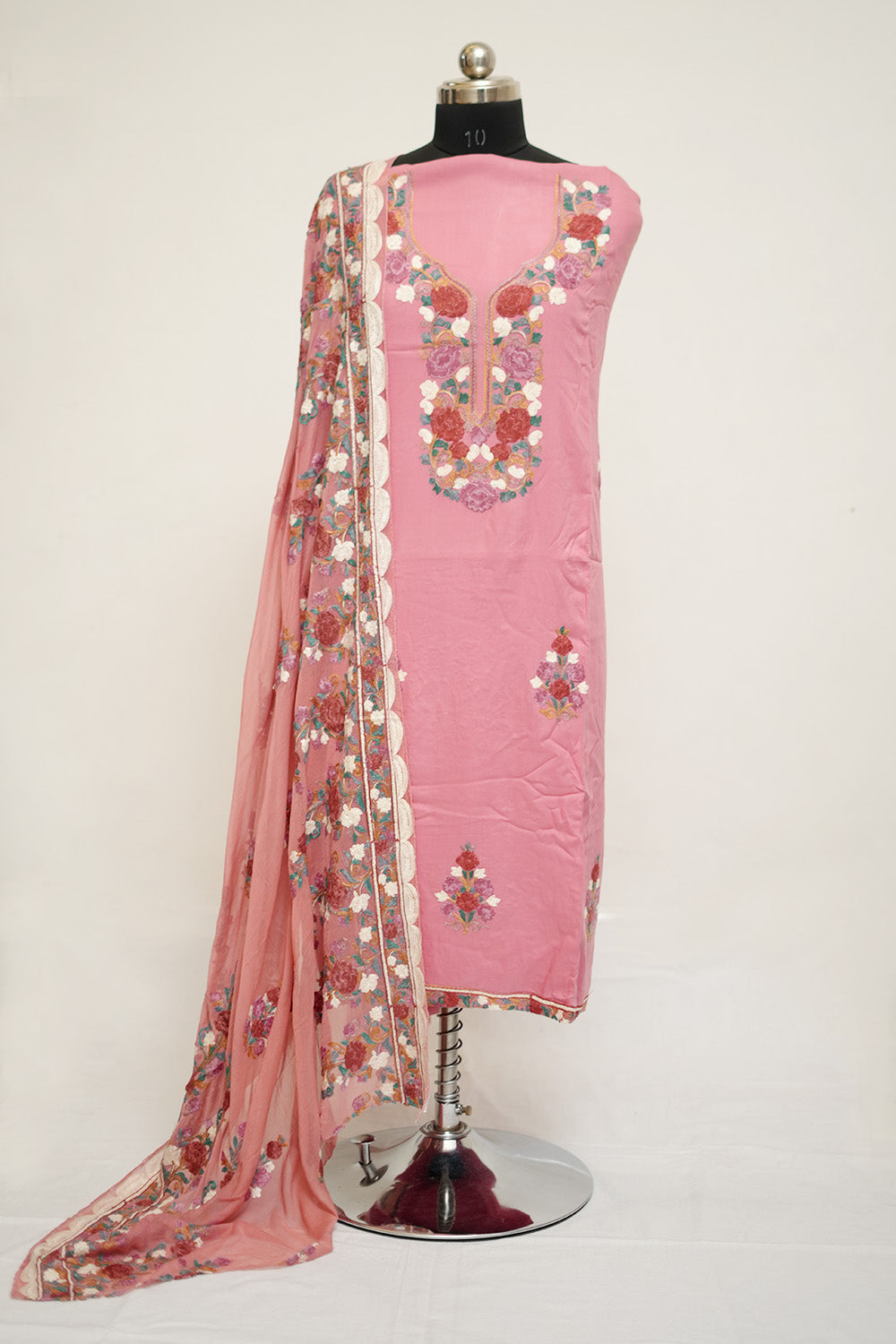 Mauve Colour Aari Work Salwar Kameez With Neckline Pattern