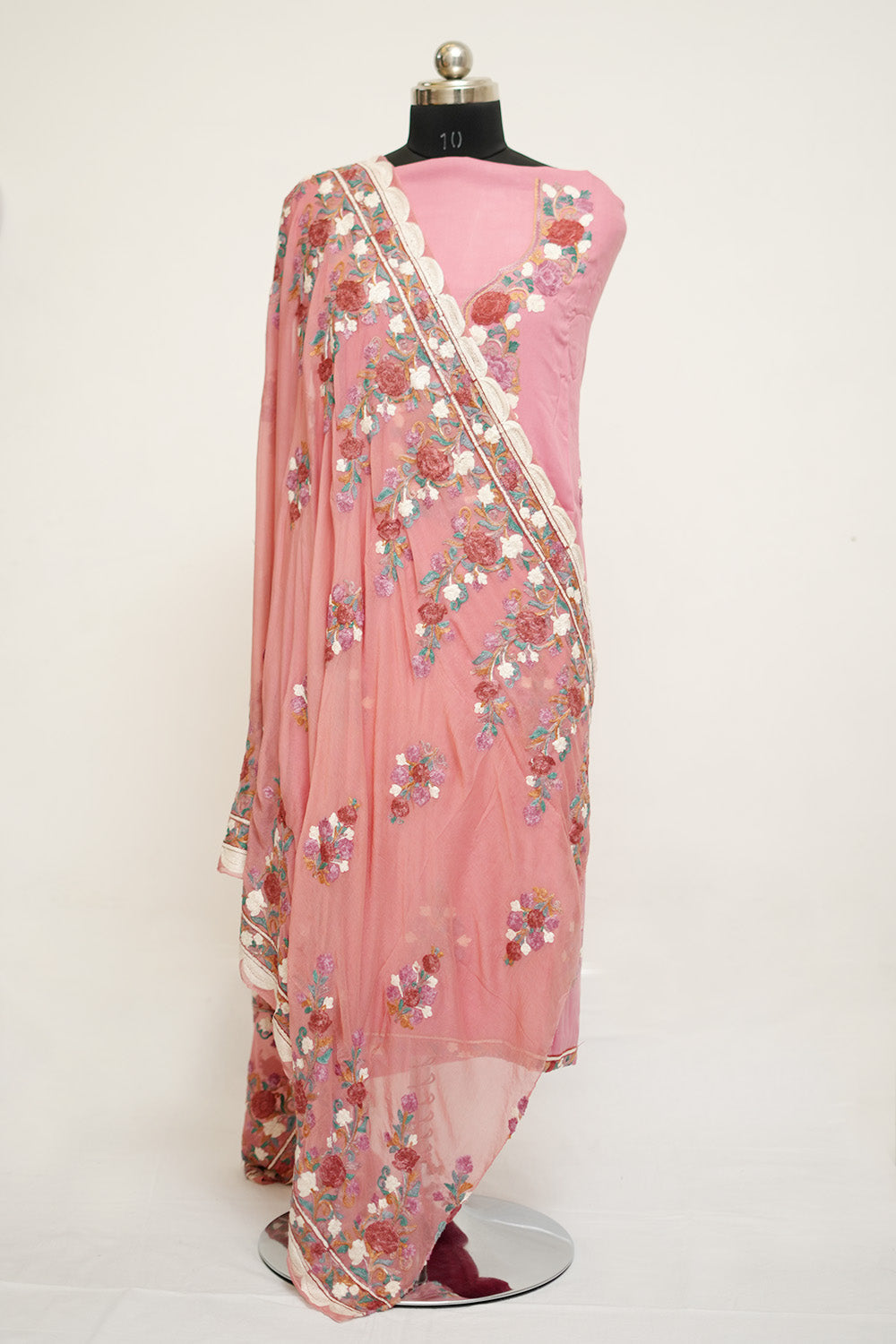 Mauve Colour Aari Work Salwar Kameez With Neckline Pattern