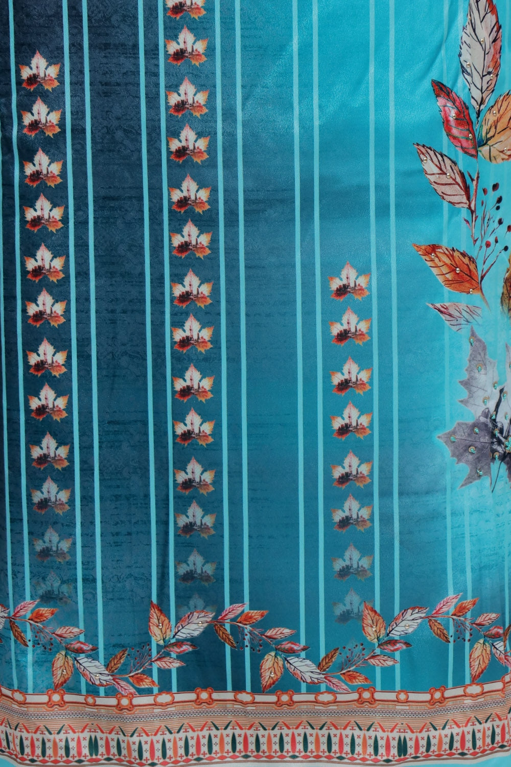 Mesmerizing Turquoise Blue Green Colour Beautifully Printed