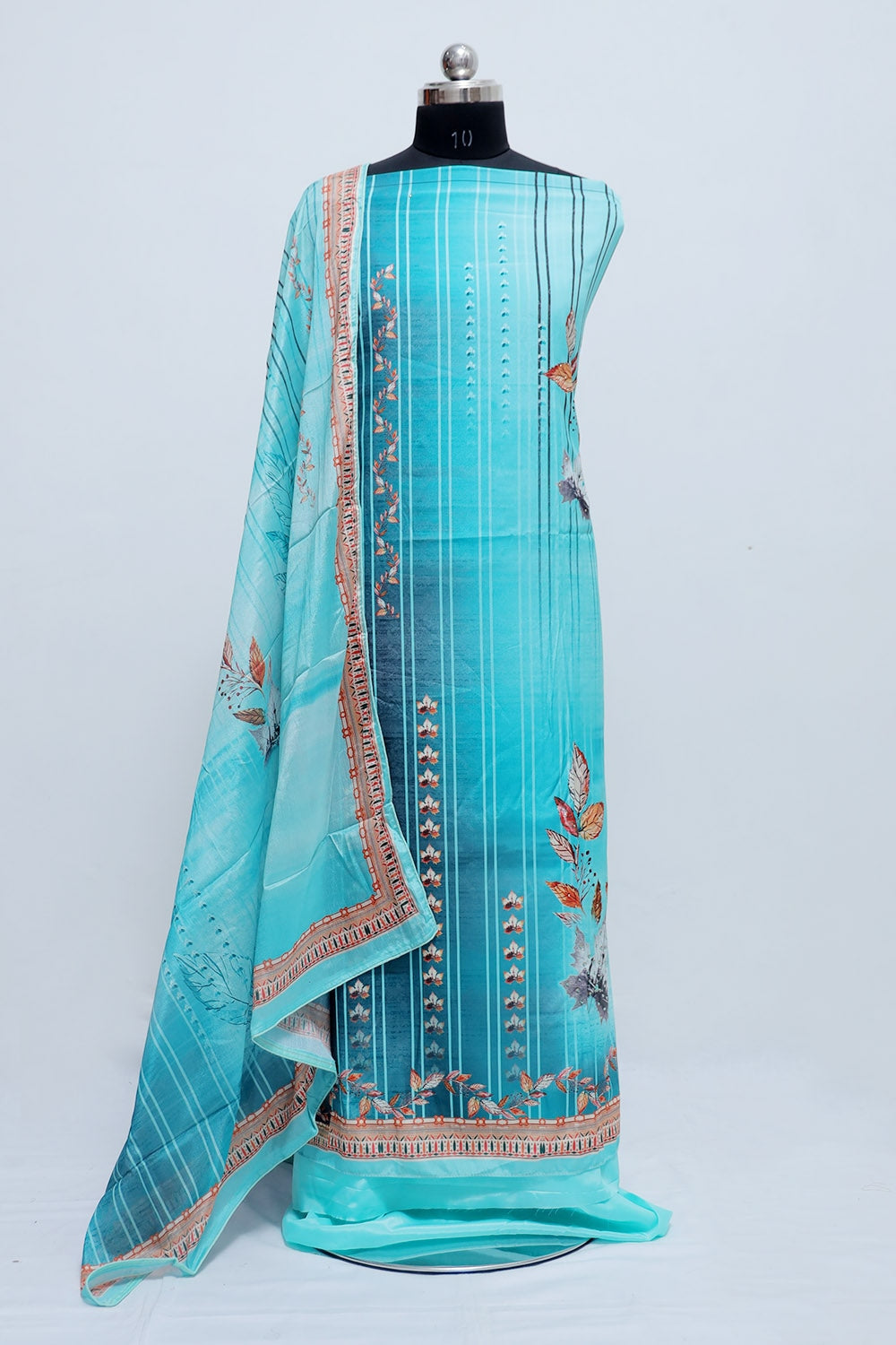 Mesmerizing Turquoise Blue Green Colour Beautifully Printed