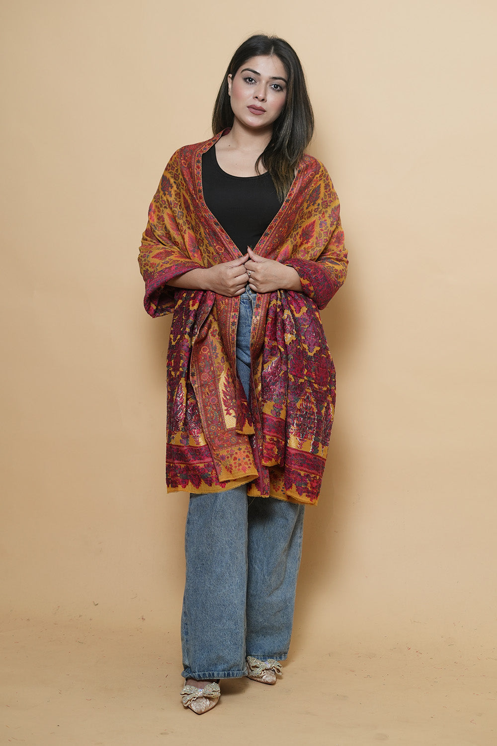 Mustard Colour This Dense Kani chinar Jaal Adds Grace