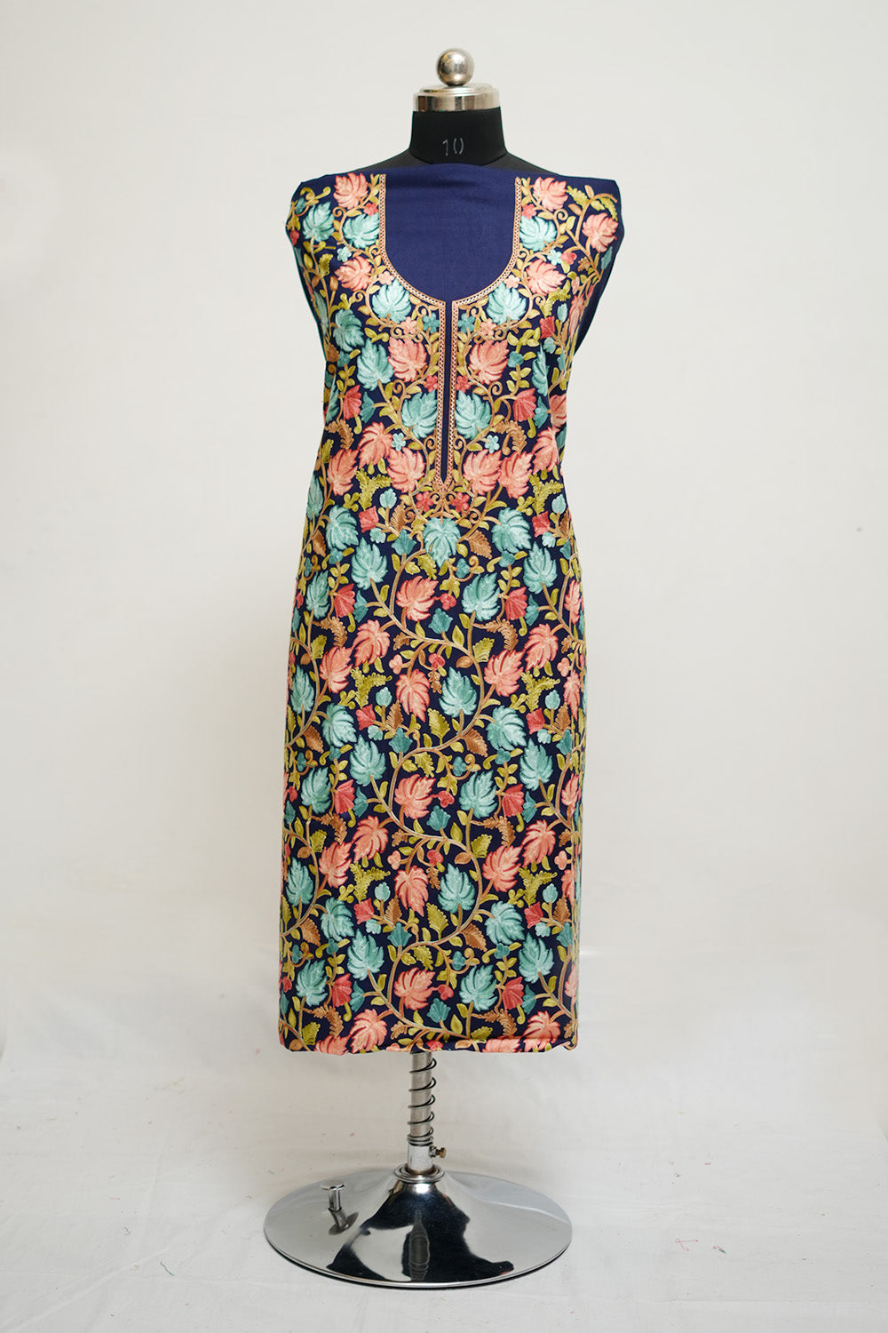 Navy Blue Aari Work Salwar Kameez With Chinar Heavy Jaal