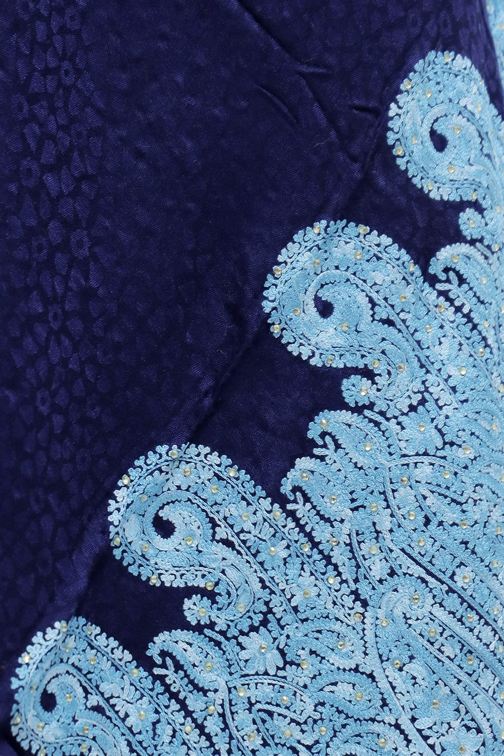 Navy Blue Color Stole Enriched With Aari Embroidery