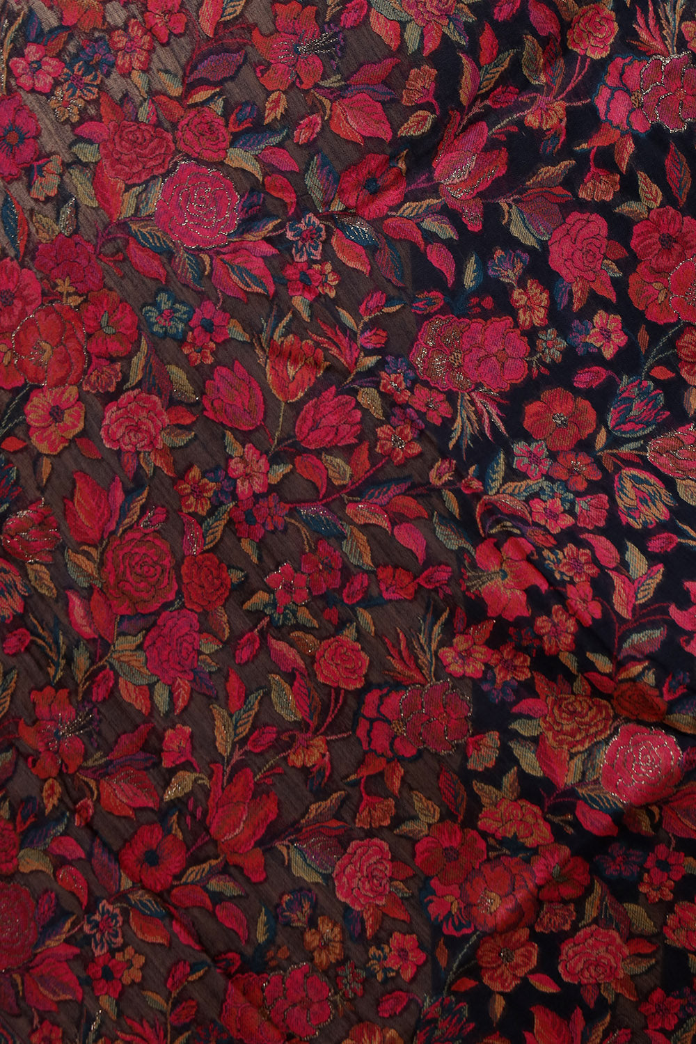 Navy Blue Colour Base With Multicolor All Over Kani Gulab