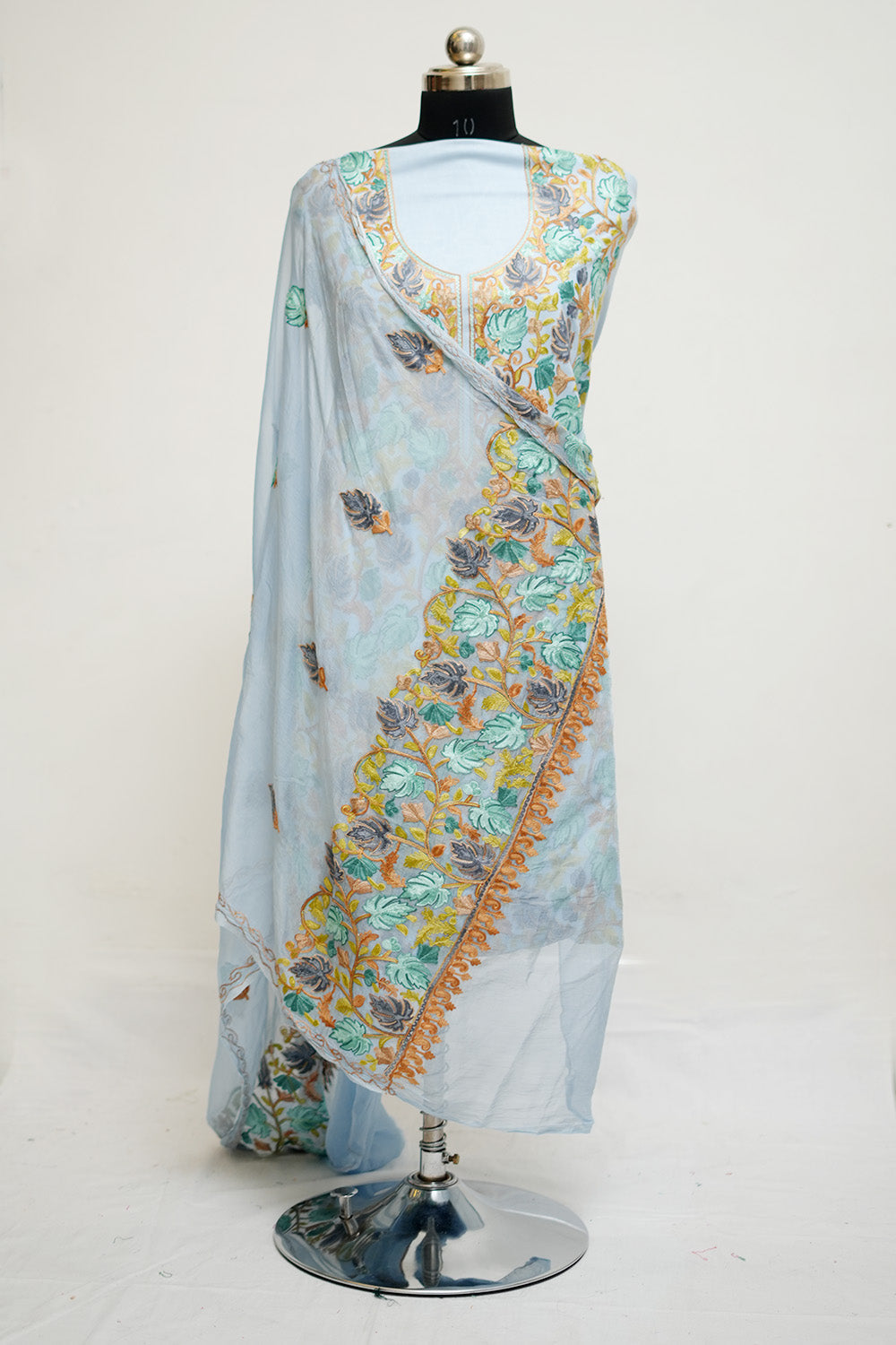 Pastel Aari Work Salwar Kameez With Chinar Heavy Jaal