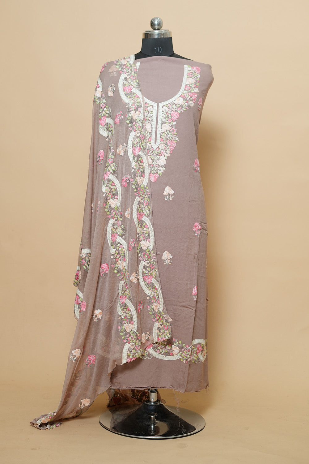 Pastel Aari Work Salwar Kameez With Chinar Heavy Jaal